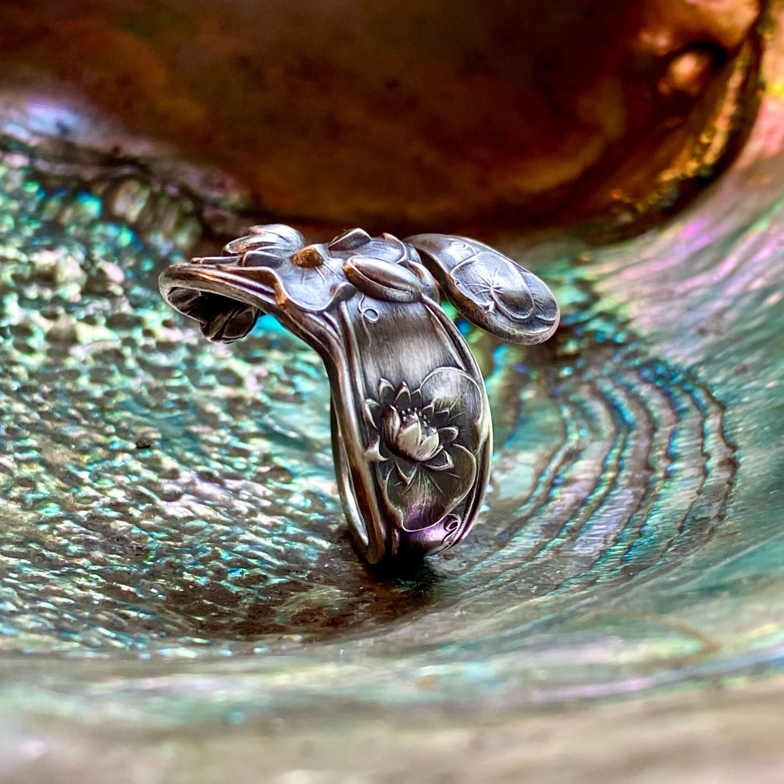 1903 Waterlily Sterling Spoon Ring - LadyForge Jewelry