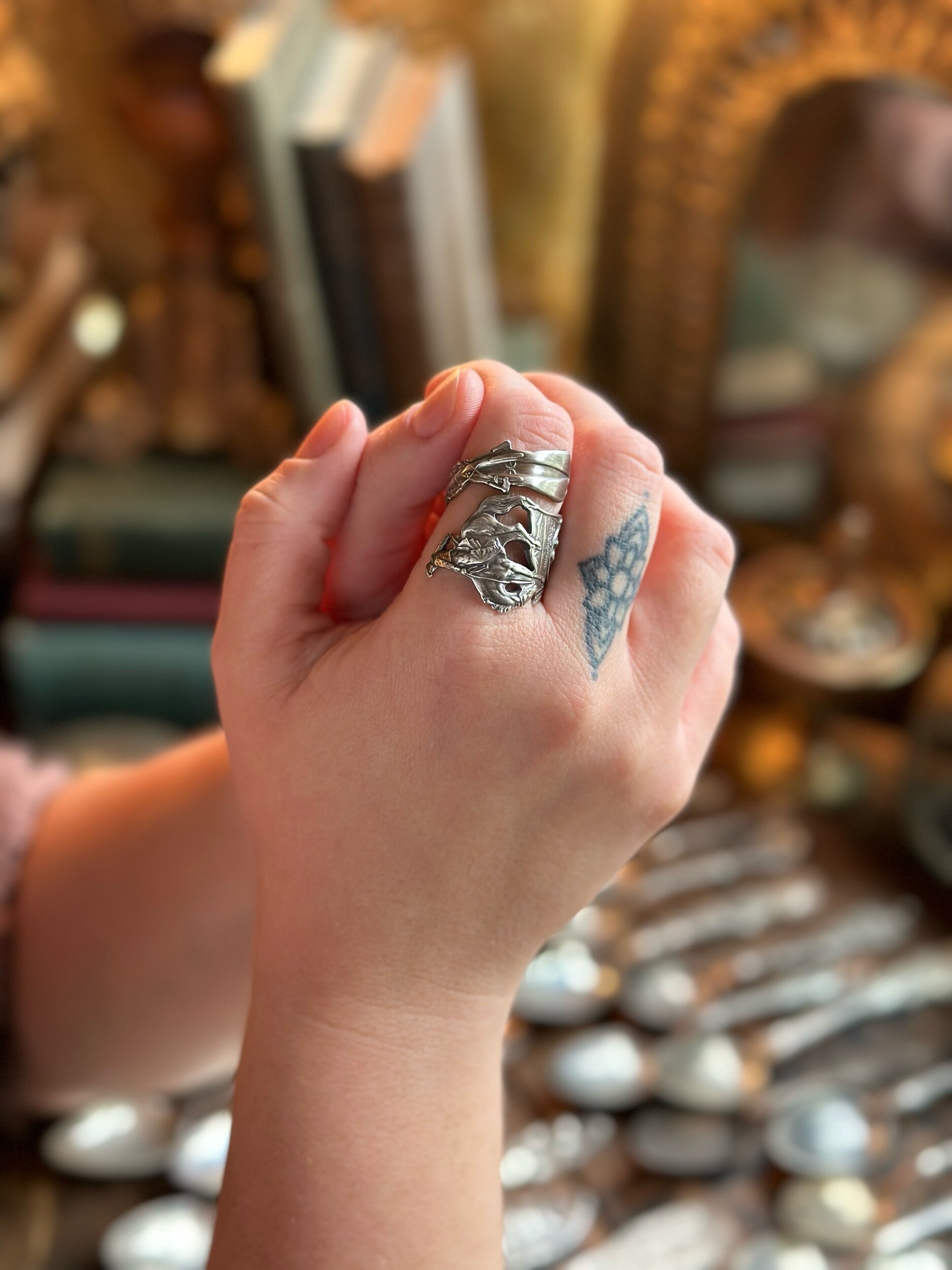 Grand Story of the West Sterling Spoon Ring - LadyForge Jewelry