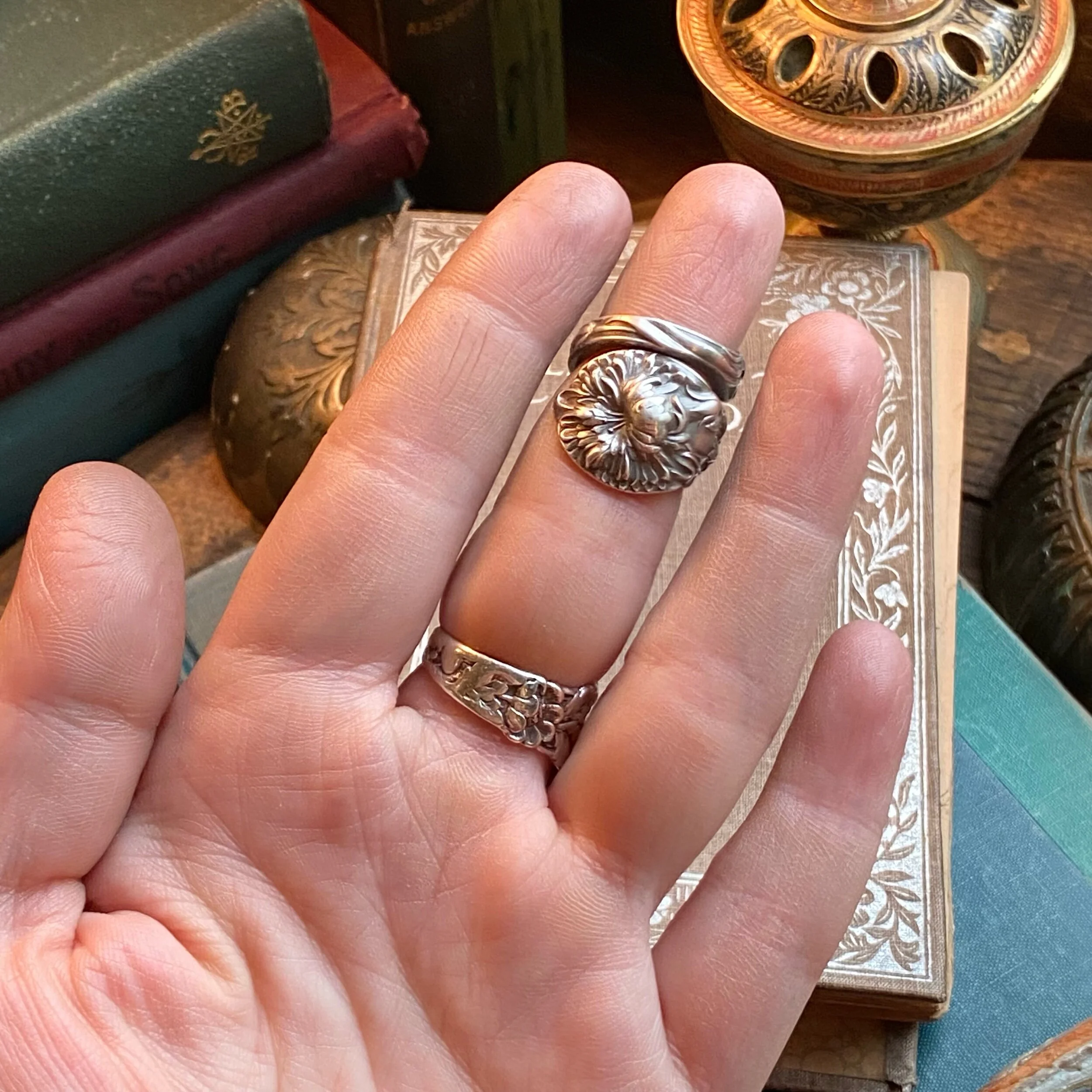 1903 Dianthus Sterling Spoon Ring - LadyForge Jewelry