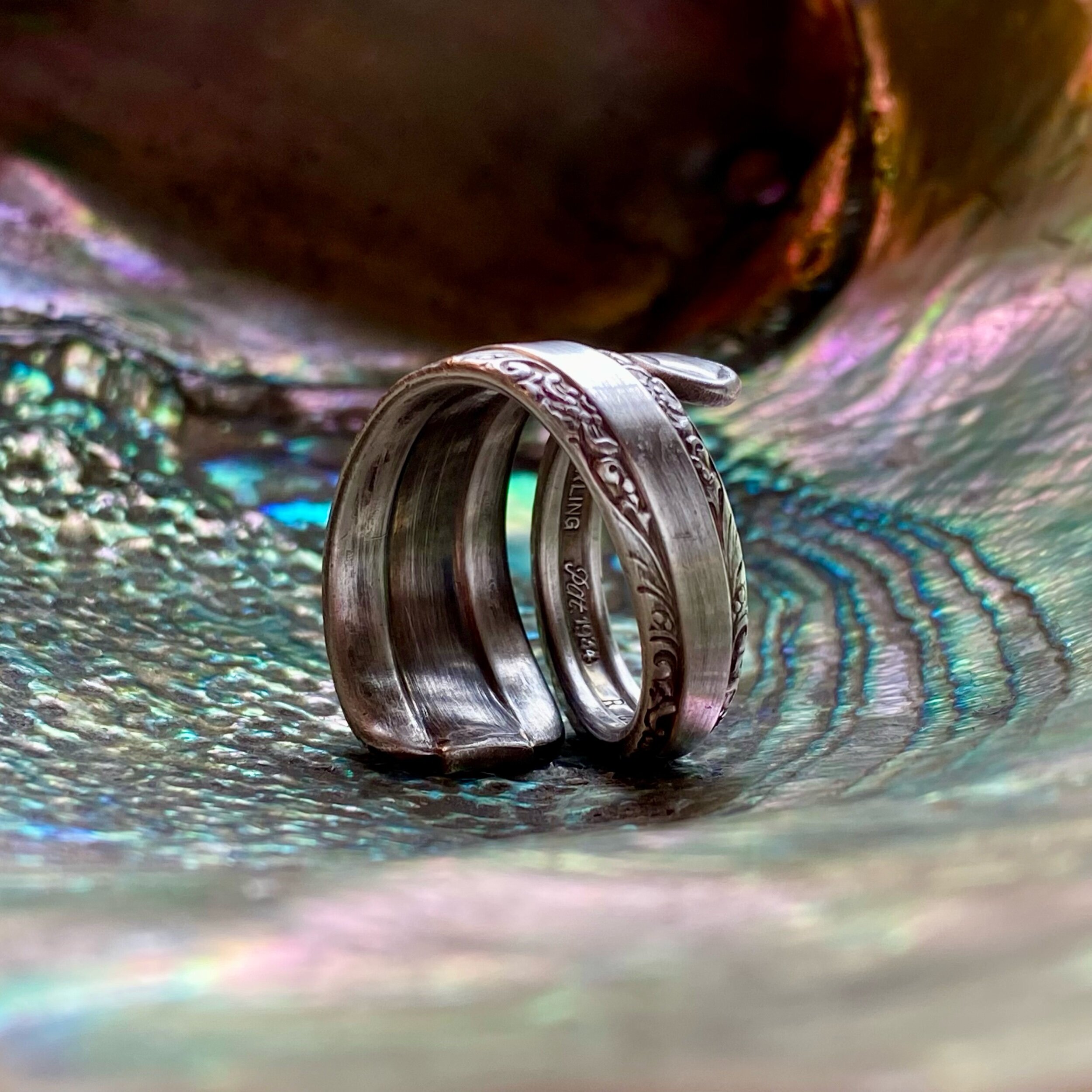 1934 Monogram Z Sterling Spoon Ring - LadyForge Jewelry