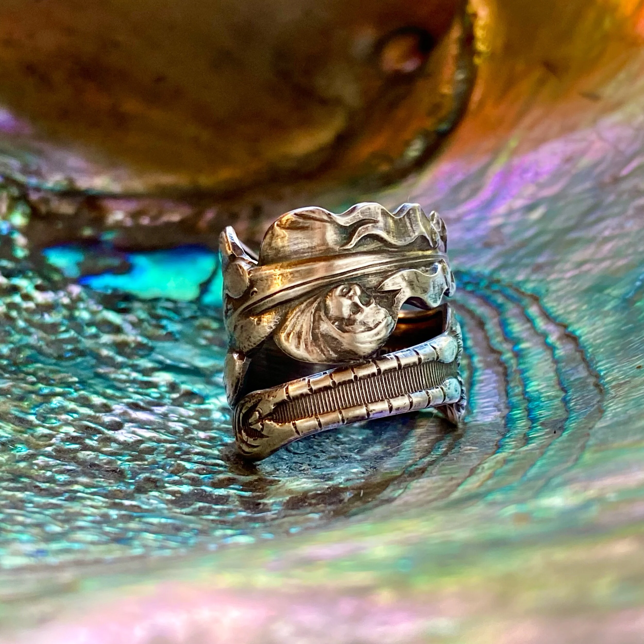 Stork and Baby Sterling Spoon Ring - LadyForge Jewelry