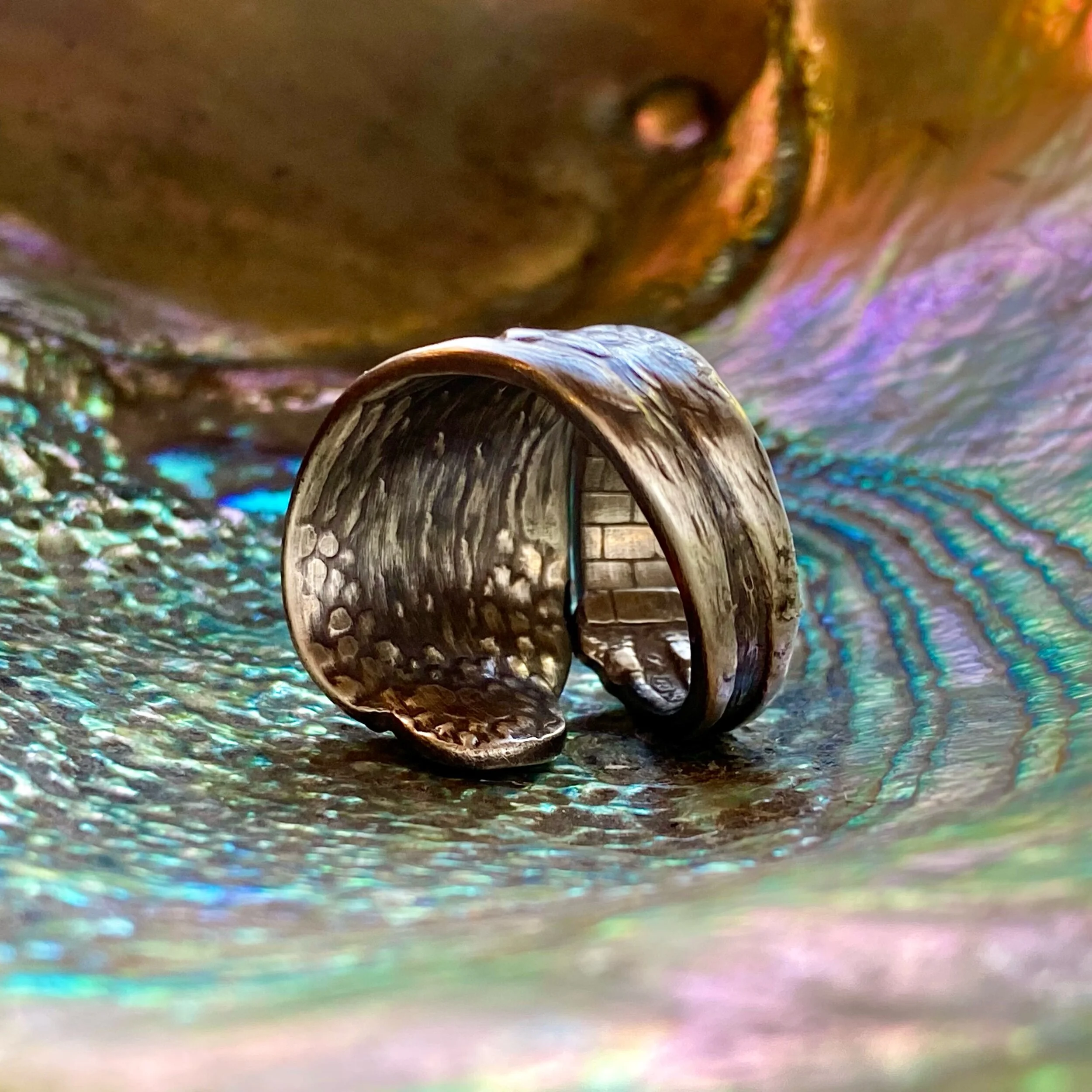 Stork & Baby Sterling Spoon Ring - LadyForge Jewelry