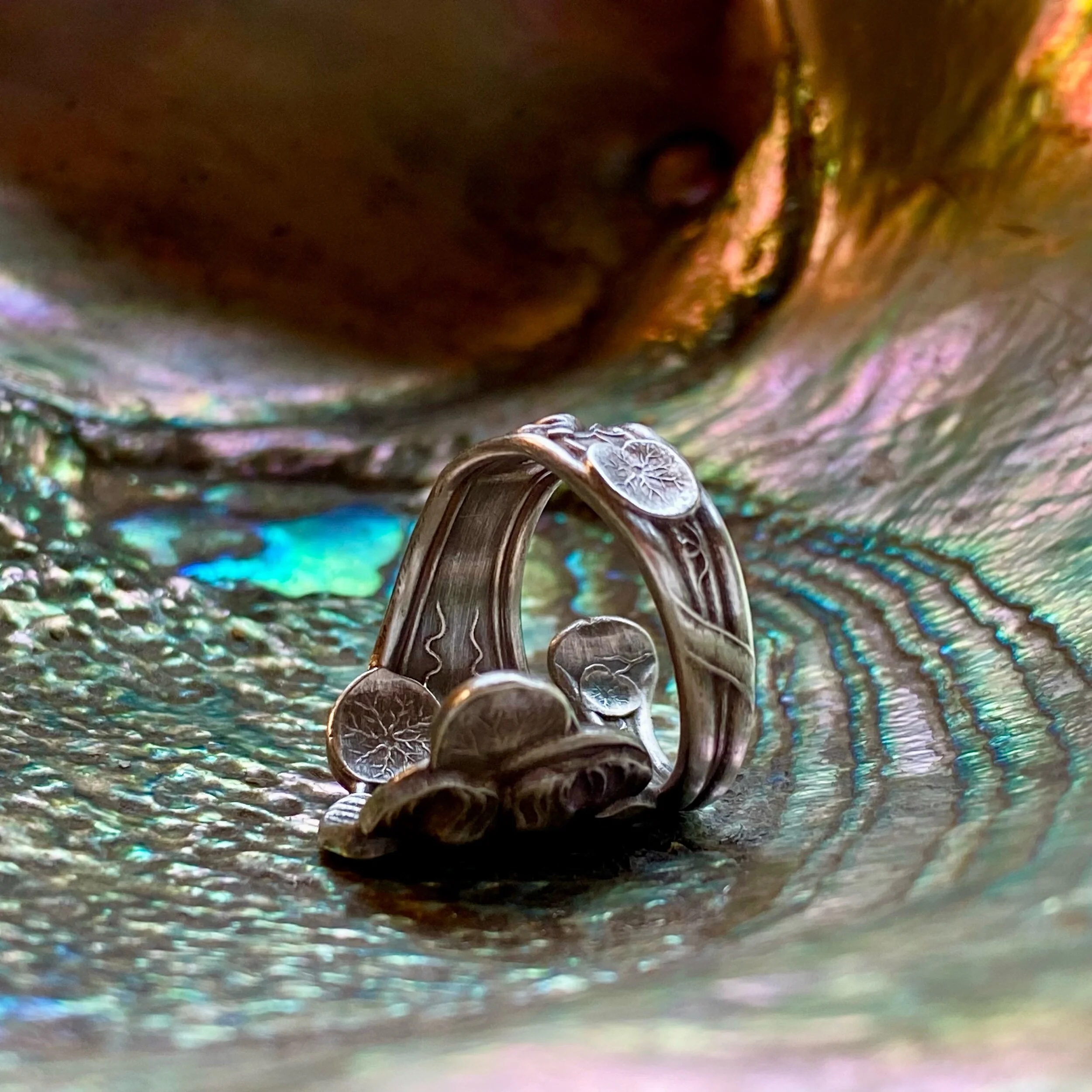 1900 Nasturtium Sterling Spoon Ring - LadyForge Jewelry