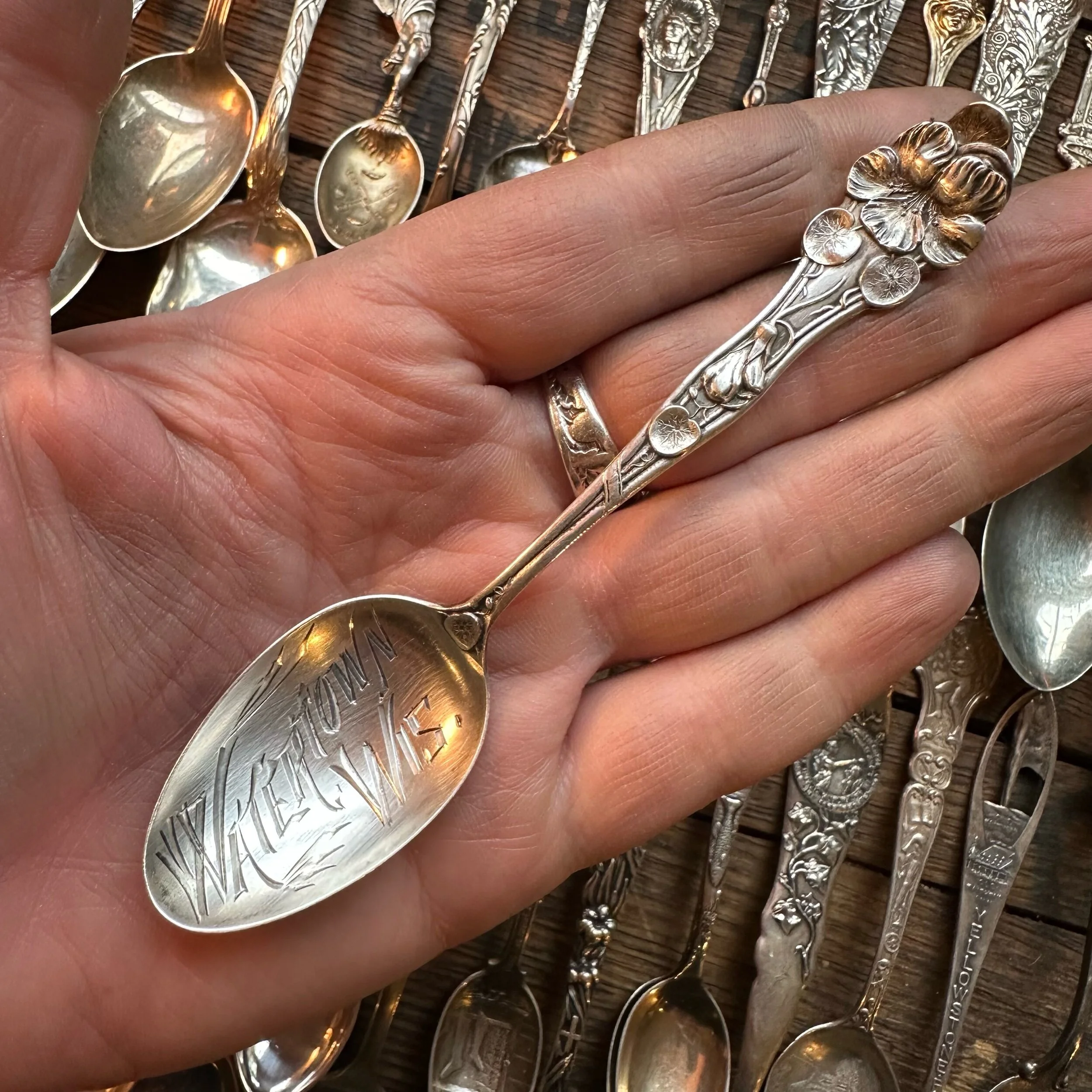 1900 Nasturtium Sterling Spoon Ring - LadyForge Jewelry