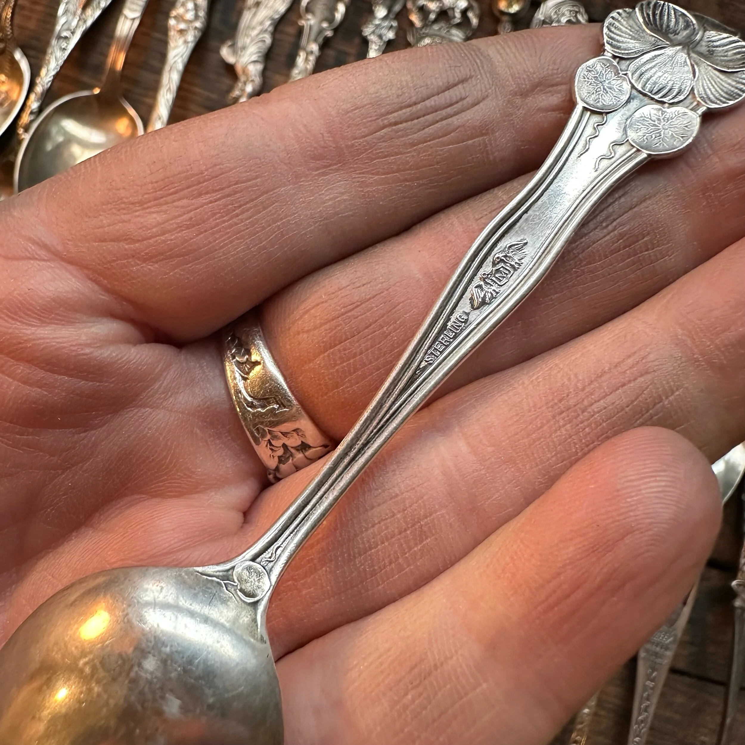 1900 Nasturtium Sterling Spoon Ring - LadyForge Jewelry