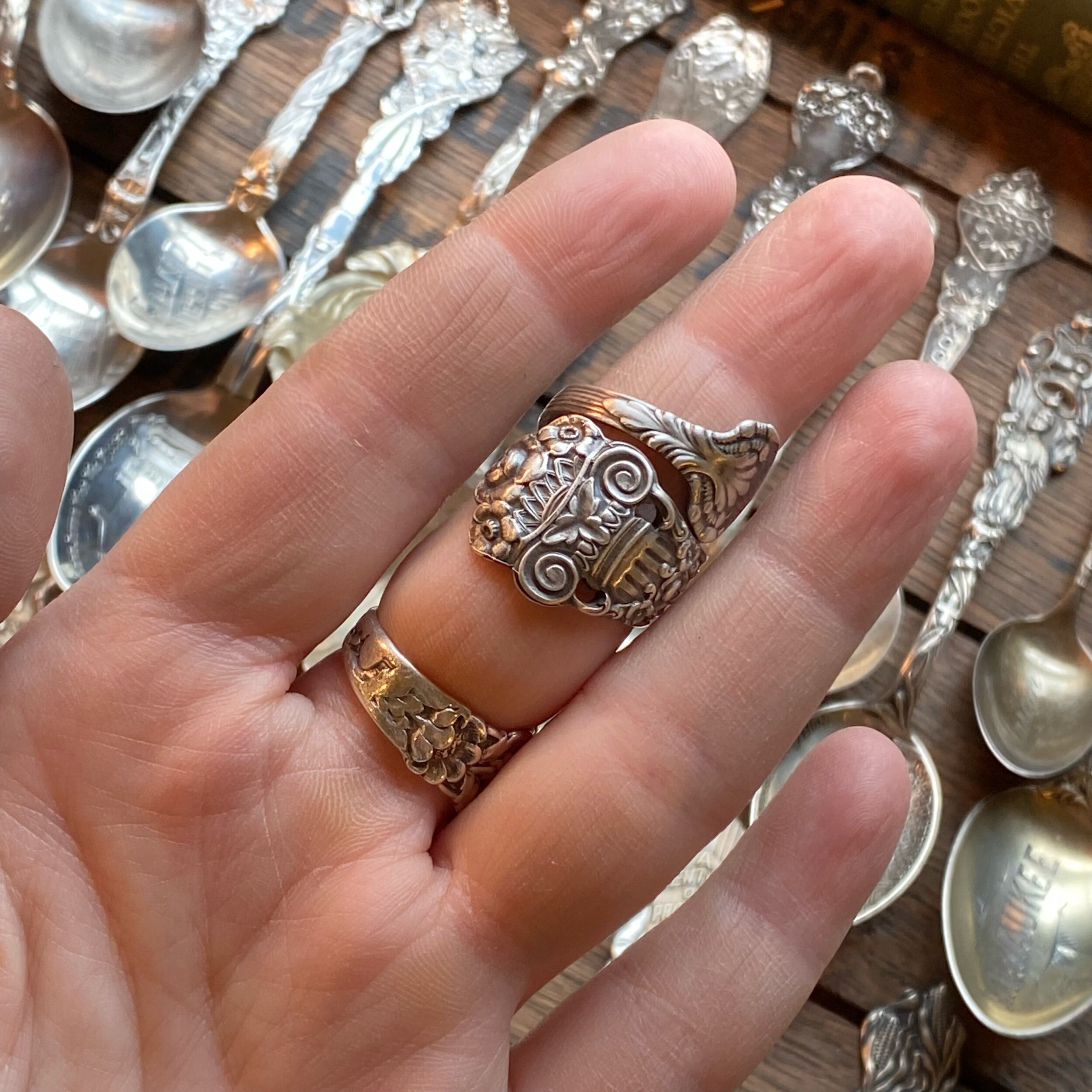1898 Georgian Sterling Spoon Ring - LadyForge Jewelry