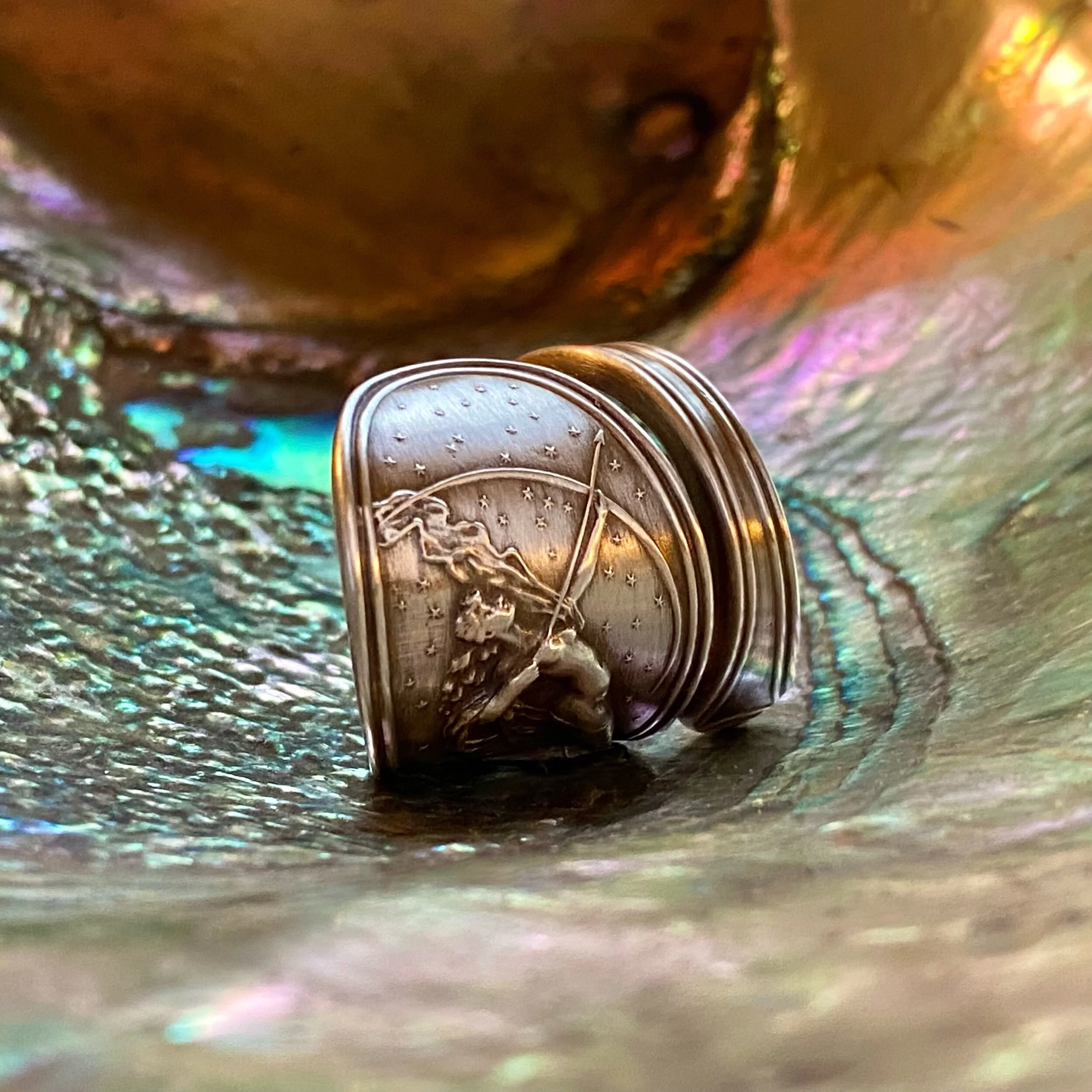 Artemis Among the Stars Sterling Spoon Ring - LadyForge Jewelry