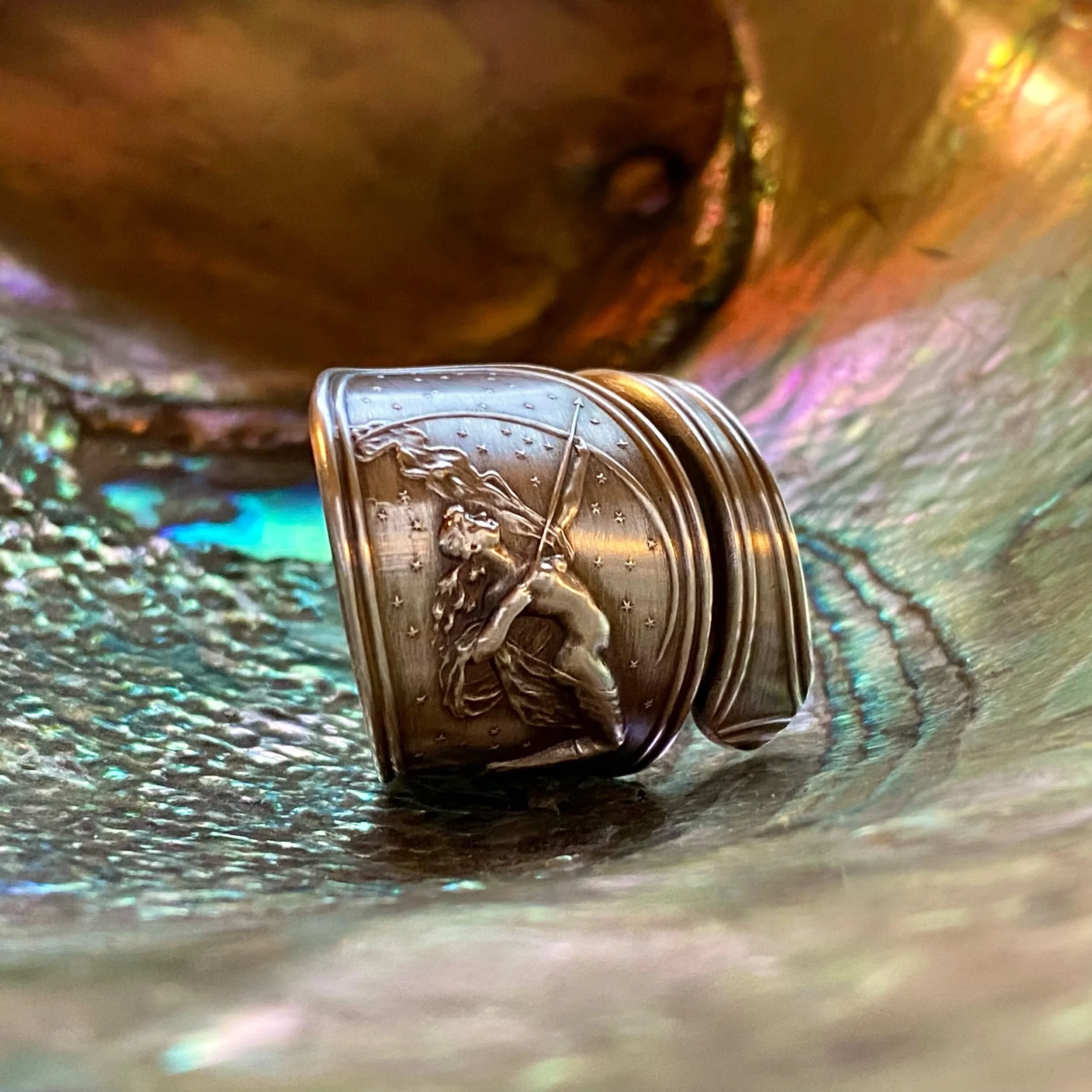 Artemis Among the Stars Sterling Spoon Ring - LadyForge Jewelry