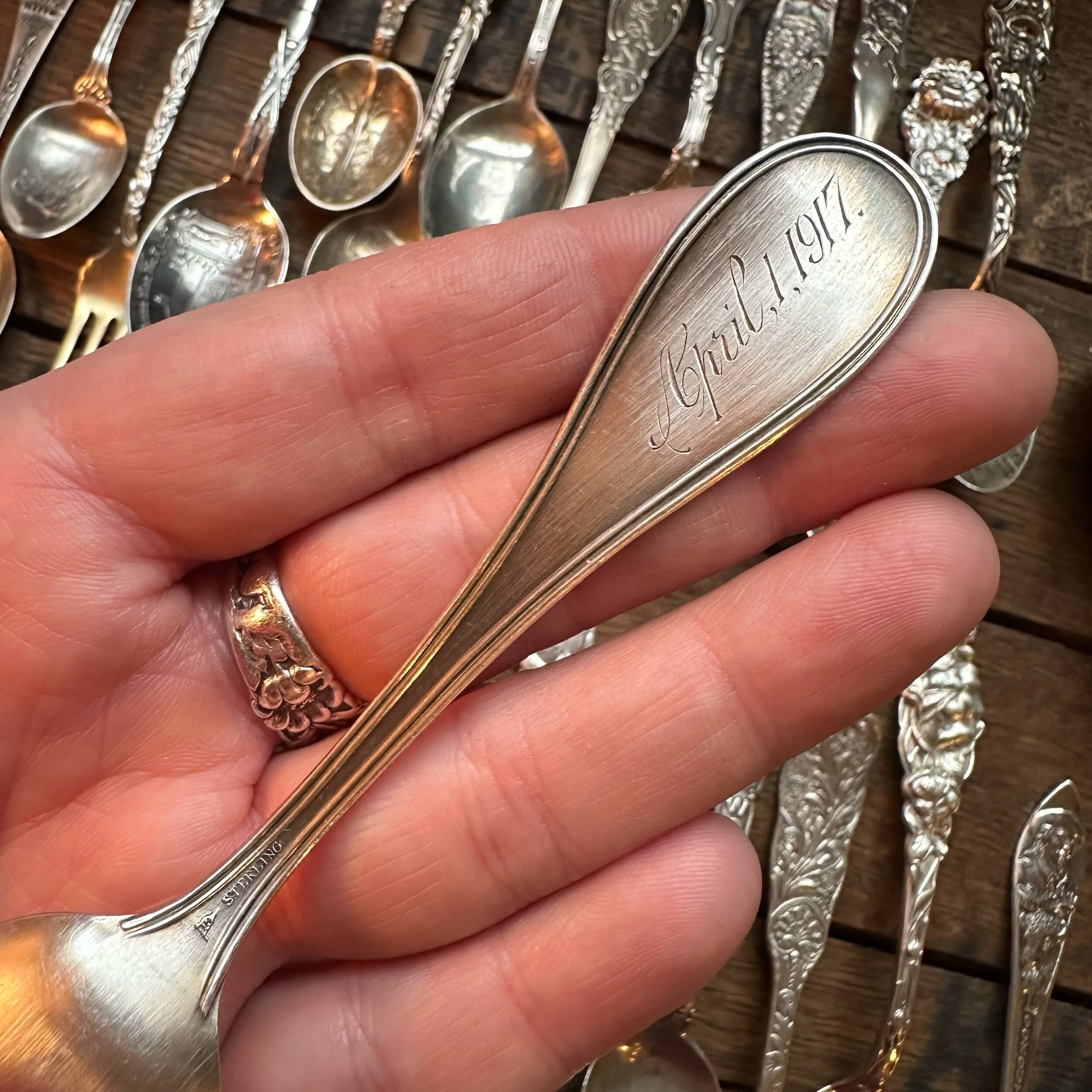 Artemis Among the Stars Sterling Spoon Ring - LadyForge Jewelry