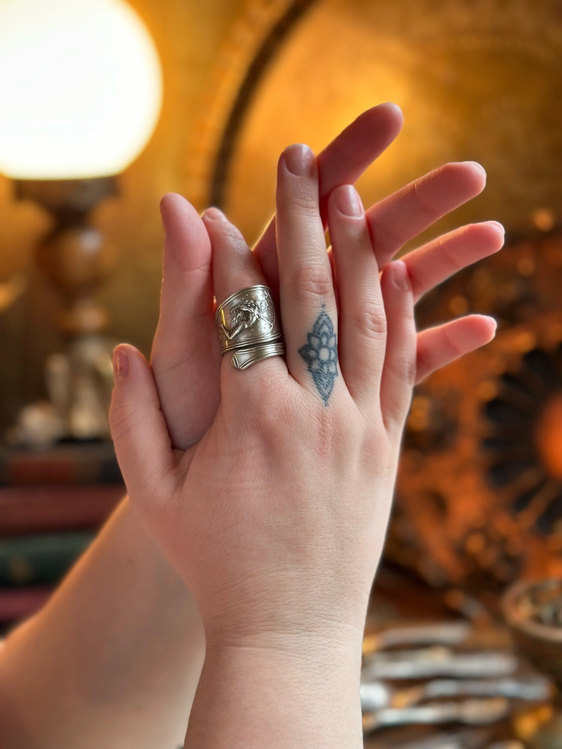 Artemis Among the Stars Sterling Spoon Ring - LadyForge Jewelry