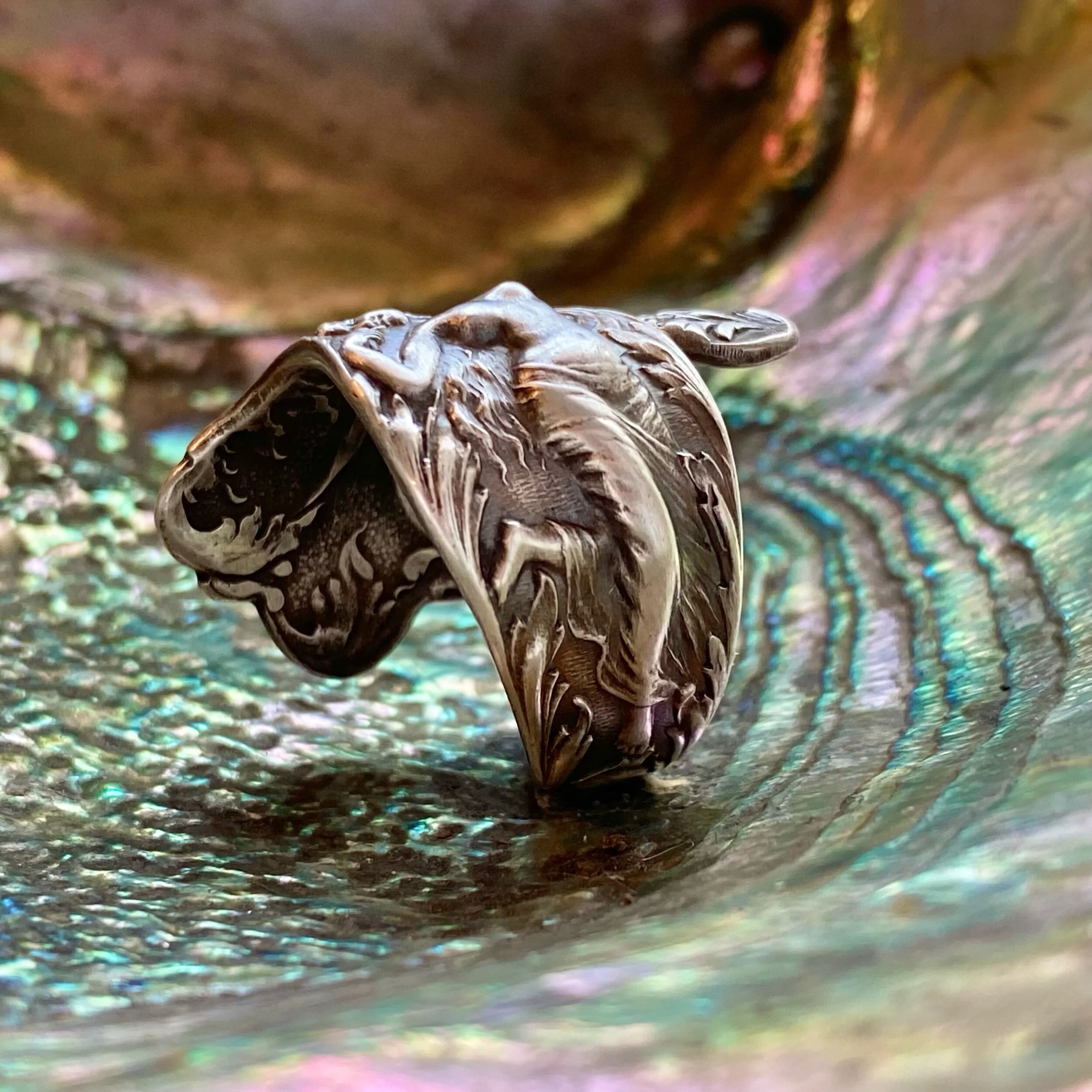 Maiden of the Poppy Sterling Spoon Ring - LadyForge Jewelry