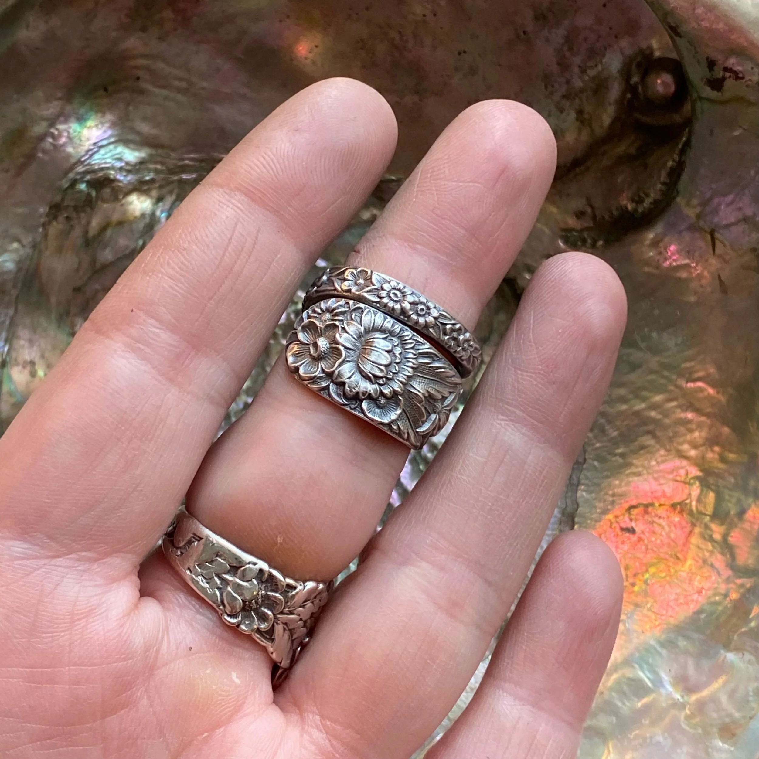 1828 Repousse Narrow Spiral Spoon Ring - LadyForge Jewelry