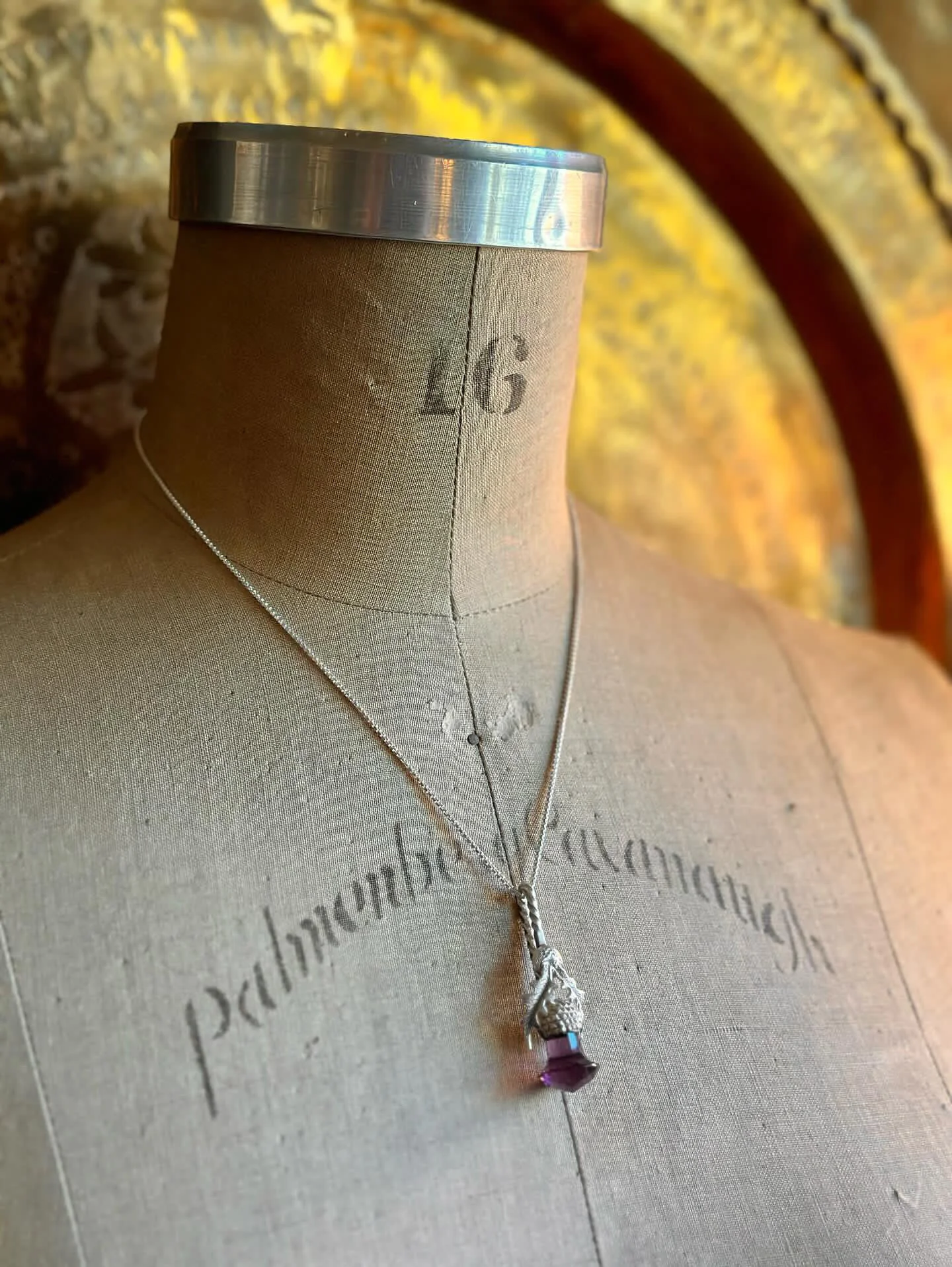 Grand Amethyst Thistle Spoon Necklace - LadyForge Jewelry