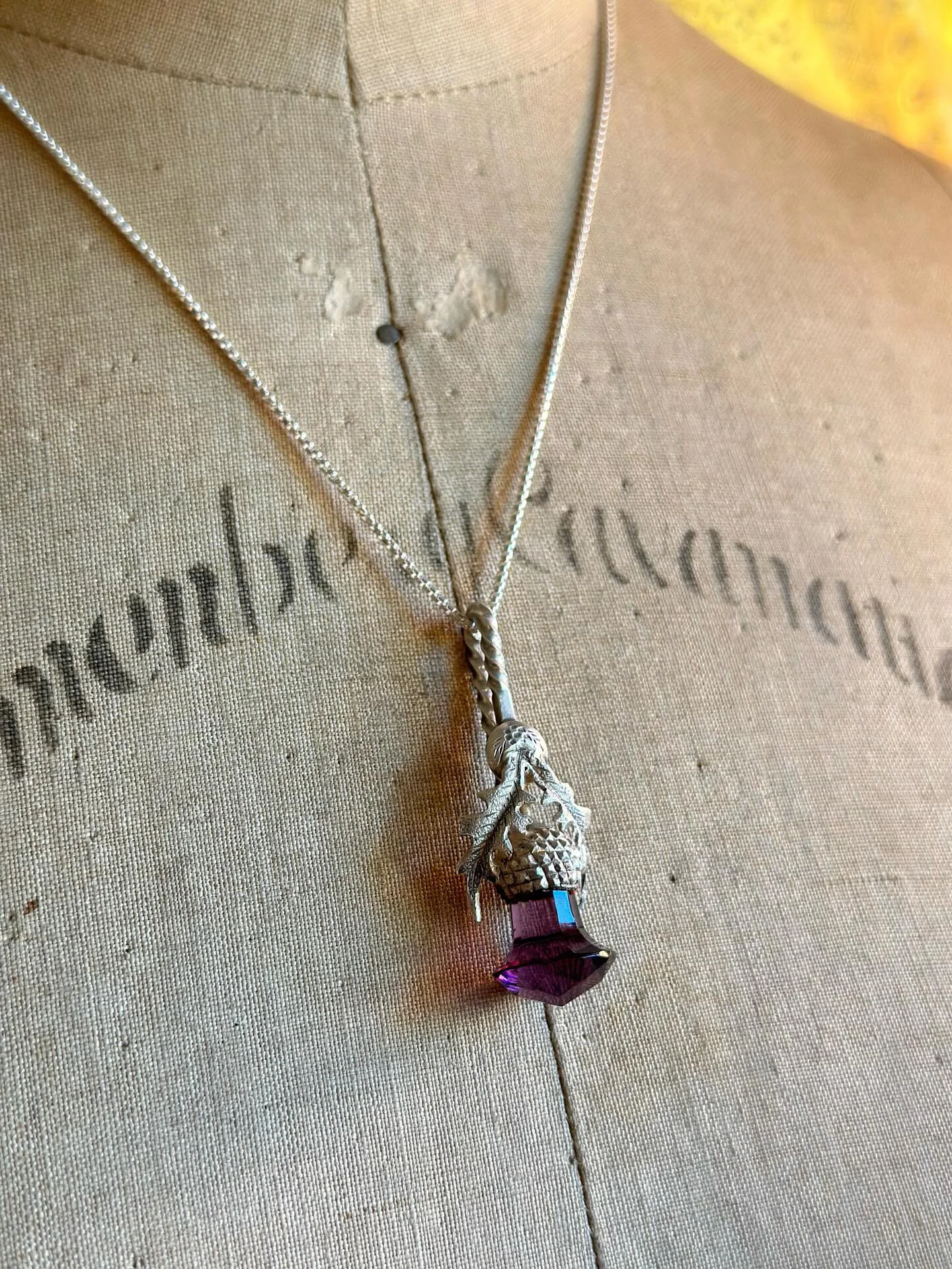 Grand Amethyst Thistle Spoon Necklace - LadyForge Jewelry