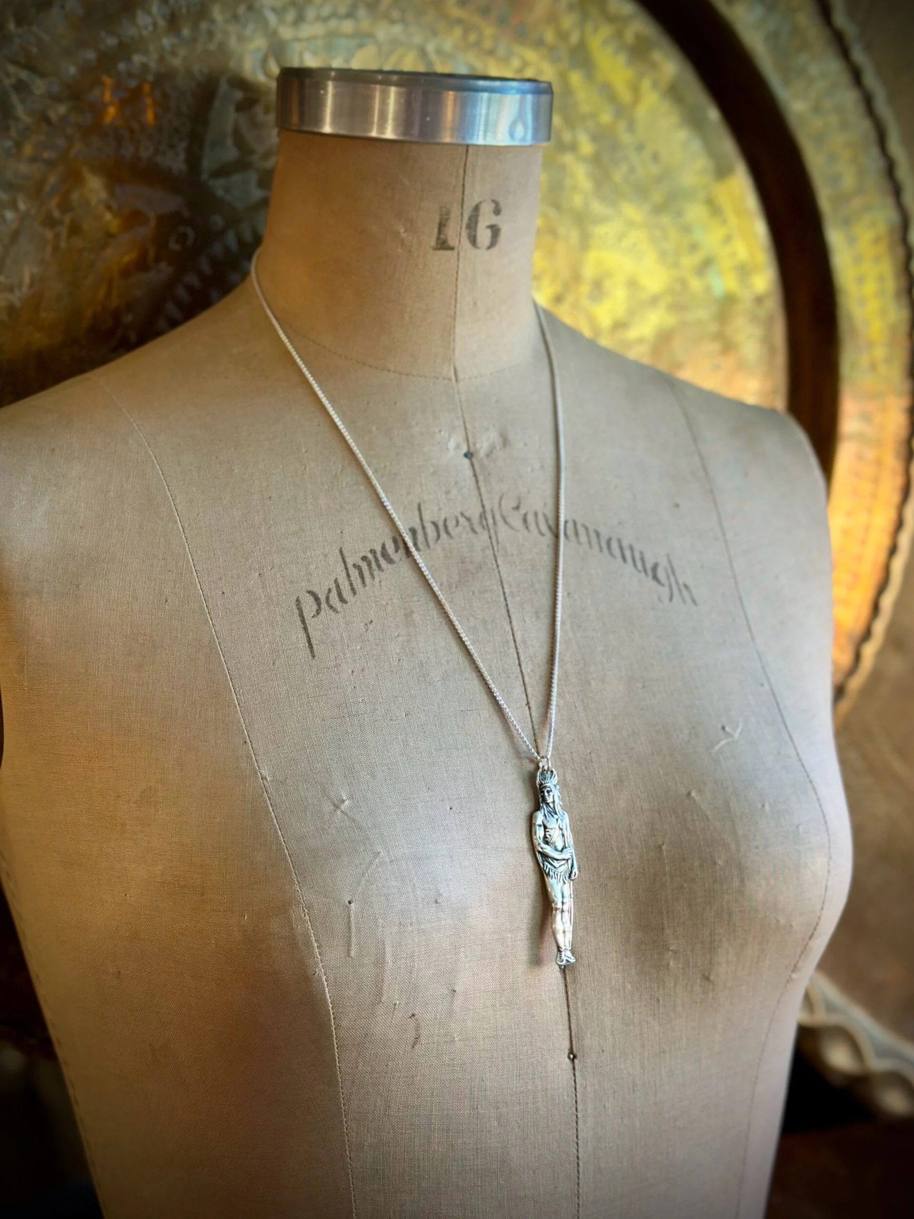 Sterling Spoon Necklace - Native Warrior - LadyForge Jewelry