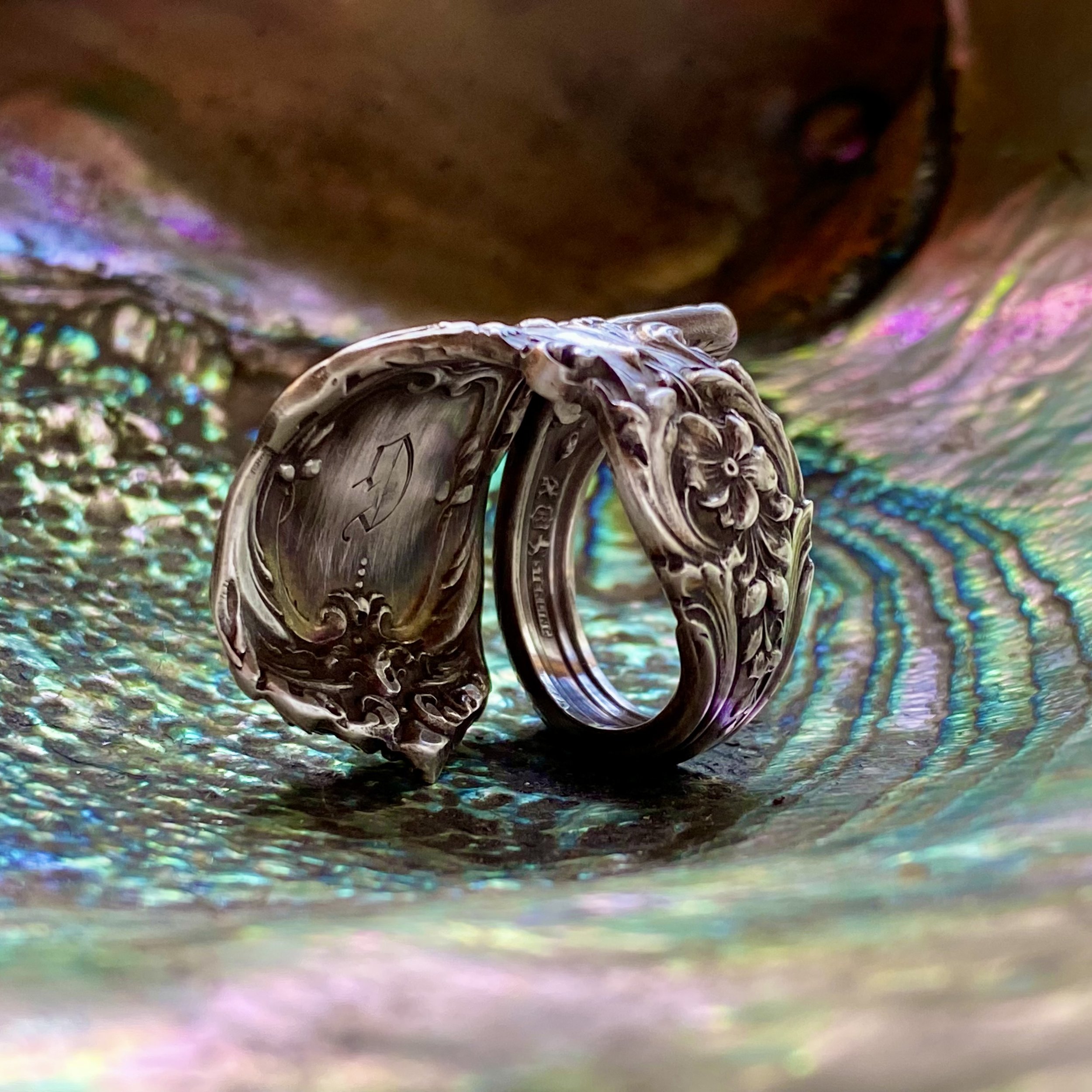 1907 Francis I Sterling Spoon Ring - Spiral version - LadyForge Jewelry