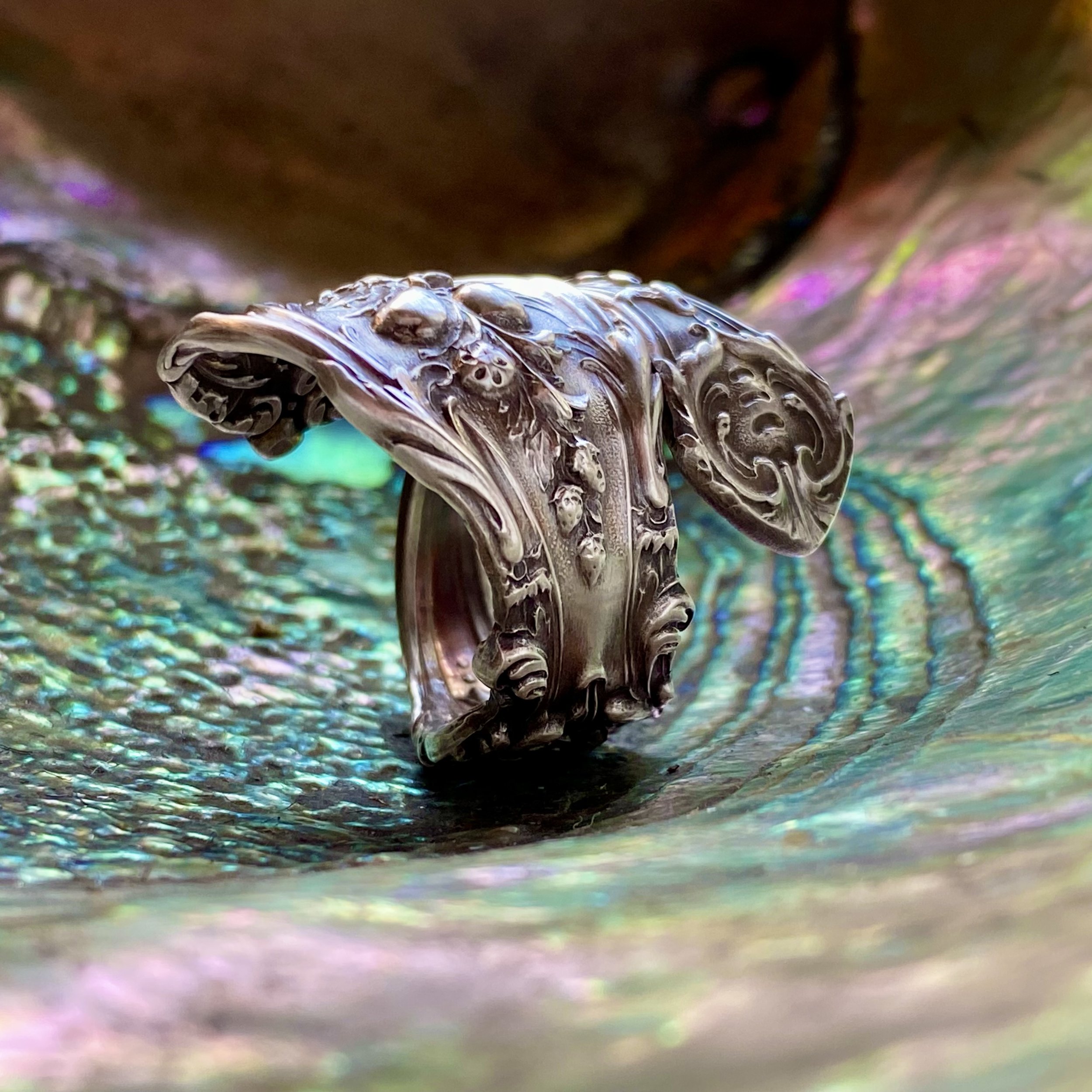 1907 Francis I Sterling Spoon Ring - Spiral version - LadyForge Jewelry