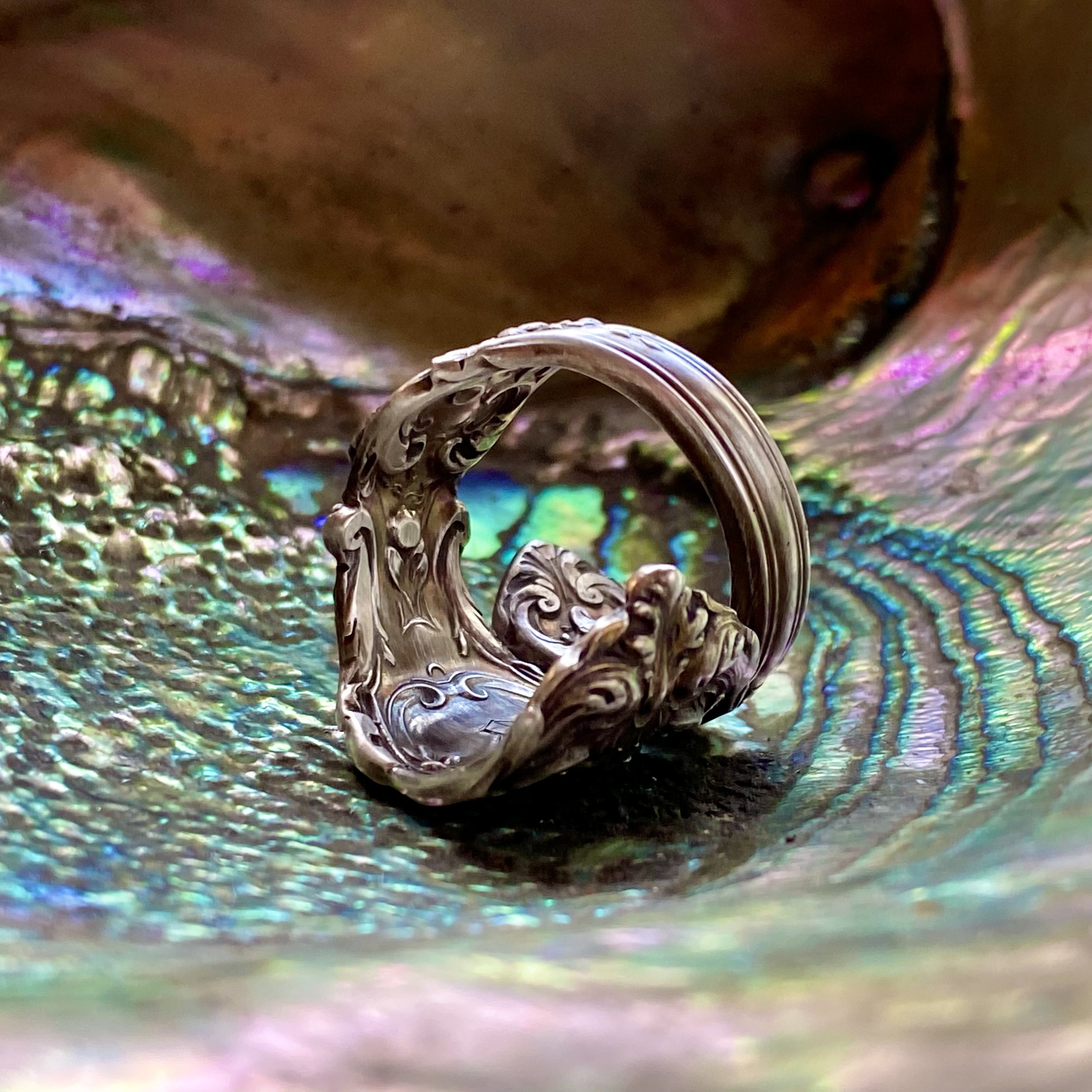 1907 Francis I Sterling Spoon Ring - Spiral version - LadyForge Jewelry