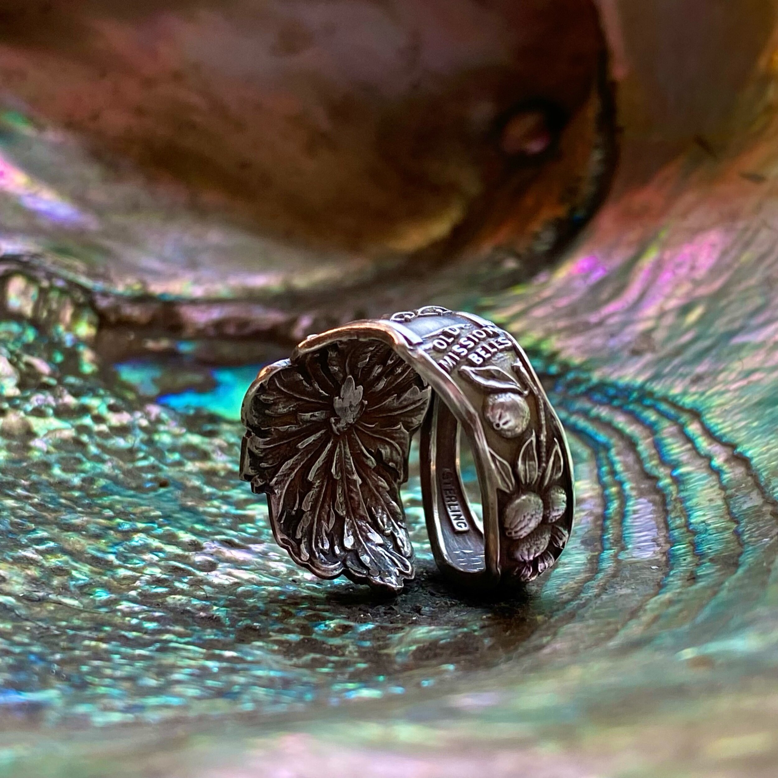 San Gabriel Mission Sterling Spoon Ring - LadyForge Jewelry