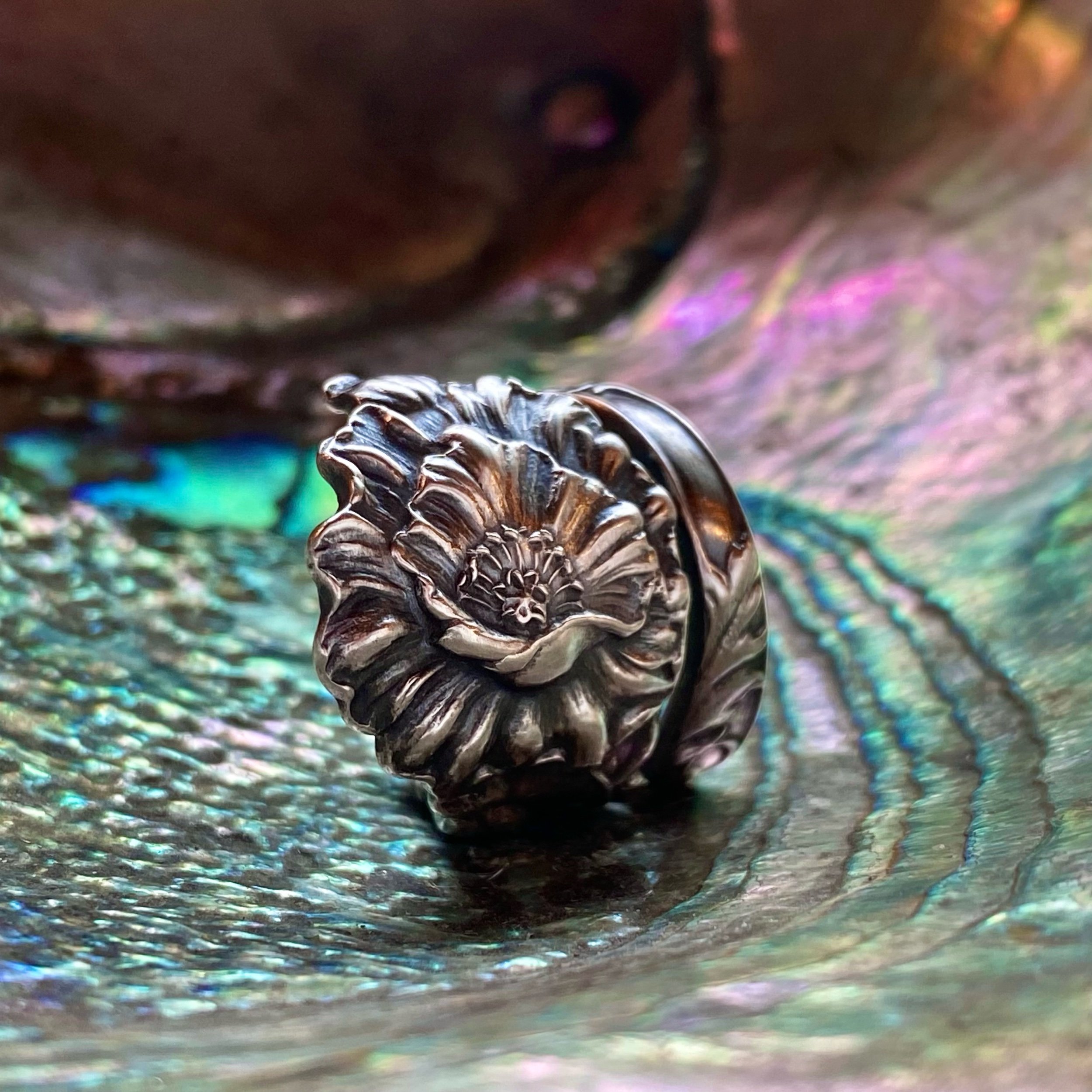 Grand Poppy Sterling Spoon Ring - LadyForge Jewelry