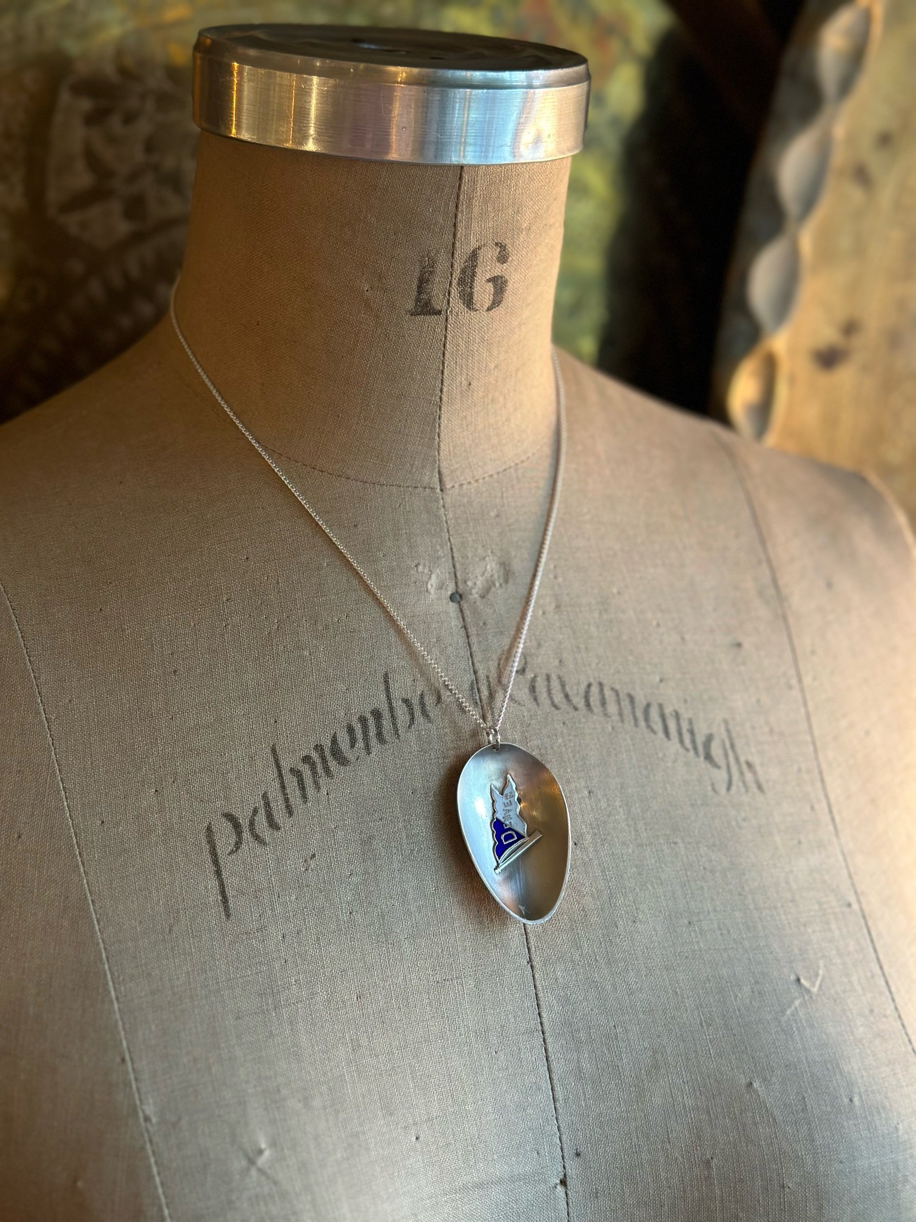 Denver Enamel Sterling Spoon Necklace - LadyForge Jewelry