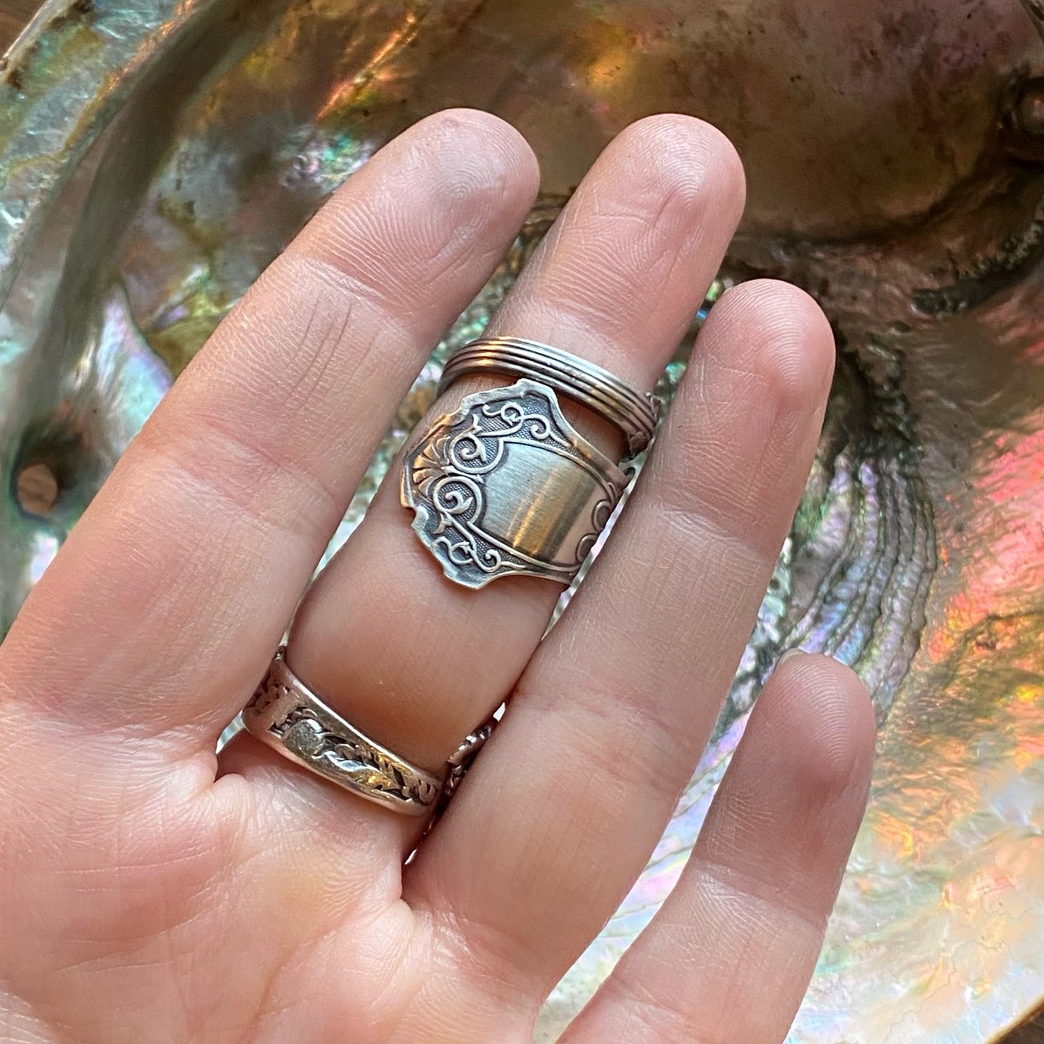 1880 Alhambra Sterling Spoon Ring - LadyForge Jewelry