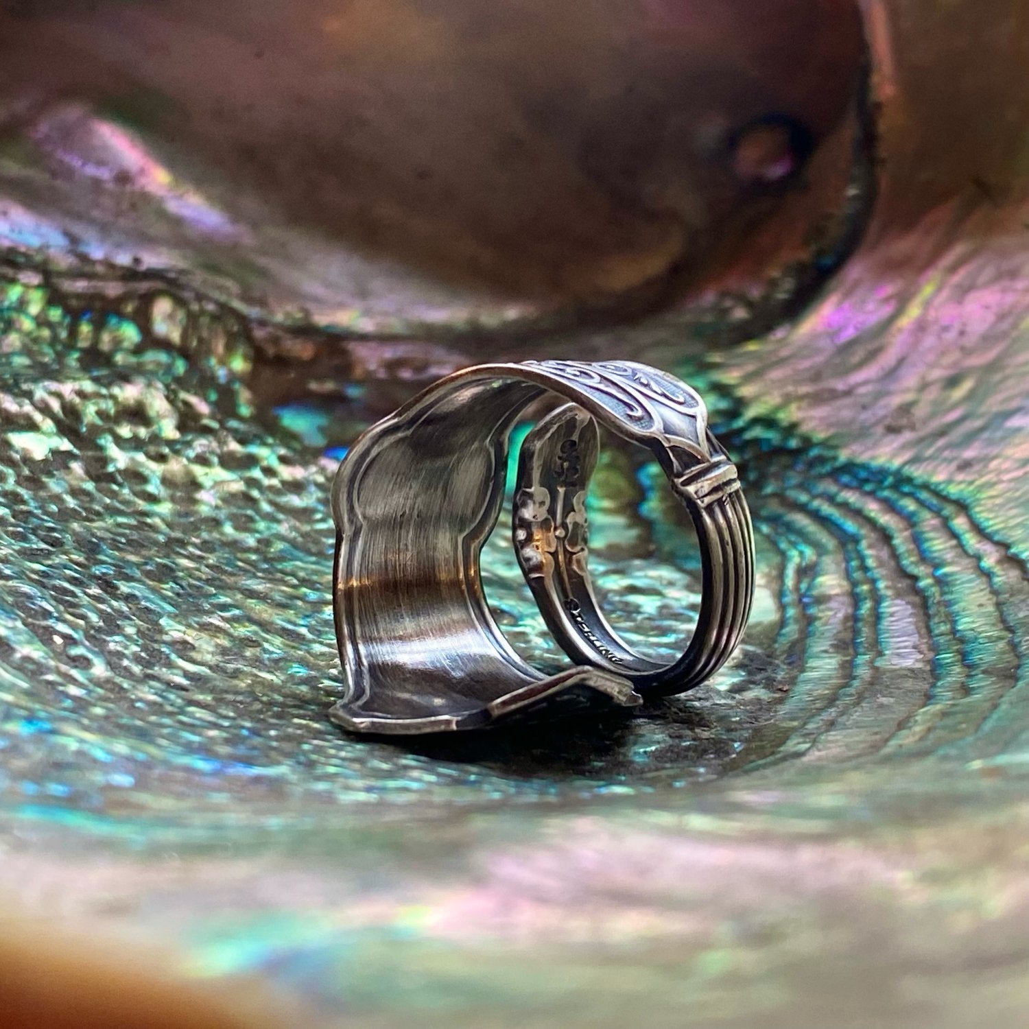 1880 Alhambra Sterling Spoon Ring - LadyForge Jewelry
