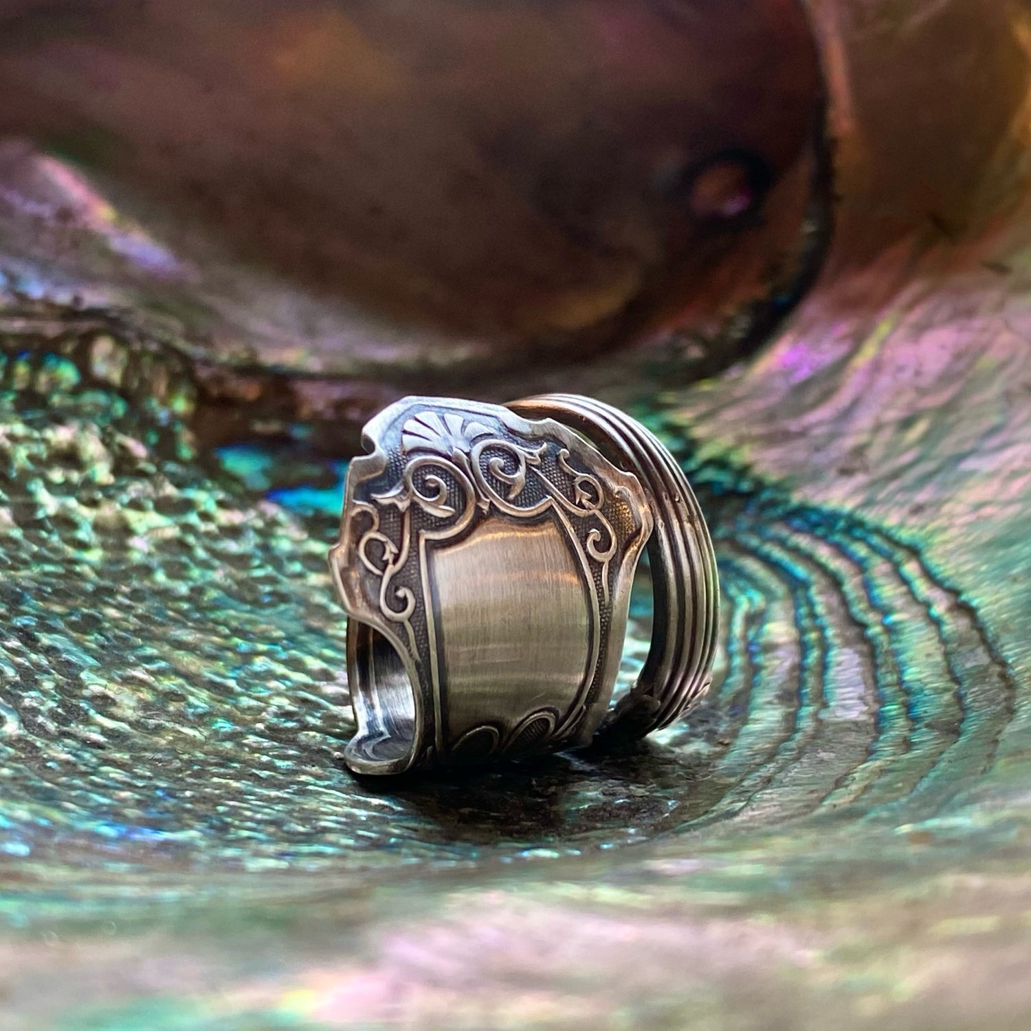 1880 Alhambra Sterling Spoon Ring - LadyForge Jewelry