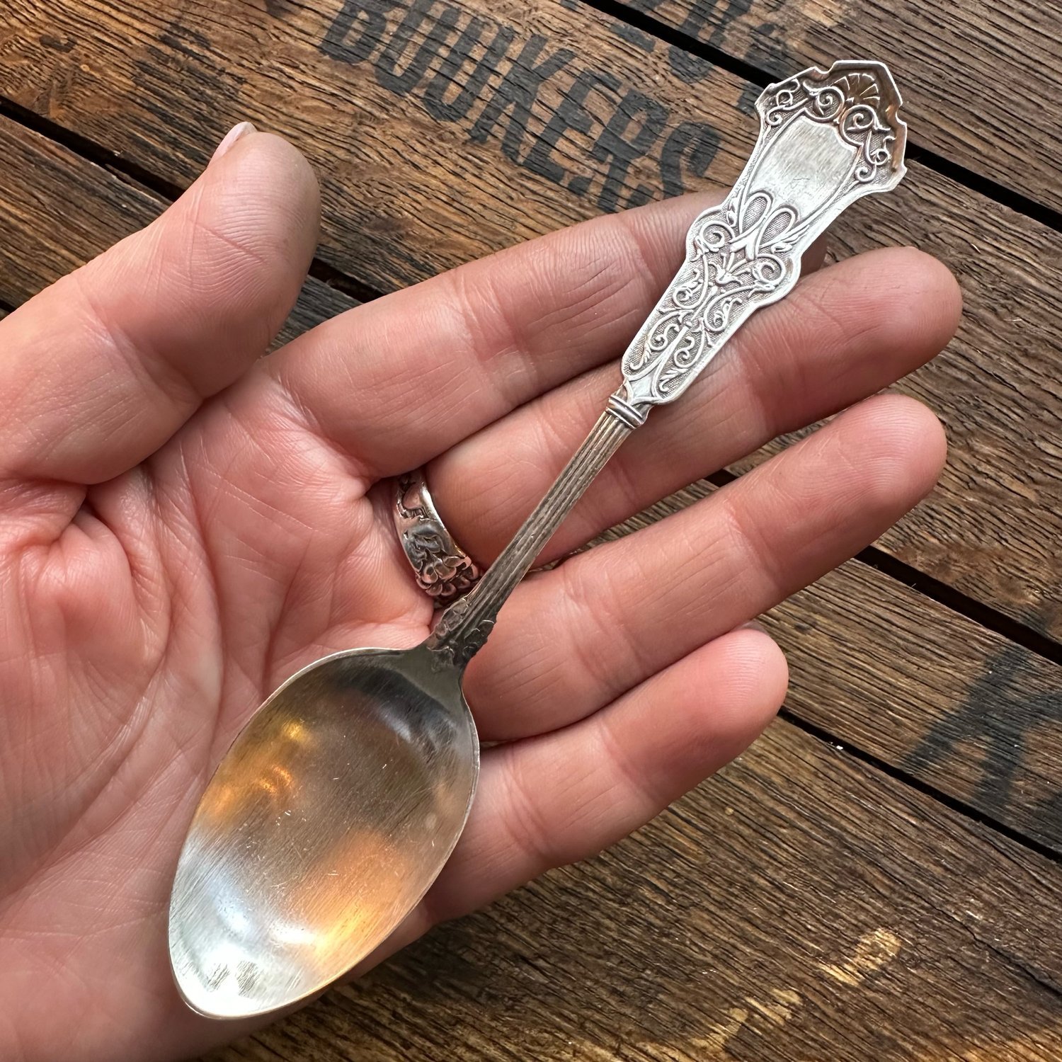 1880 Alhambra Sterling Spoon Ring - LadyForge Jewelry