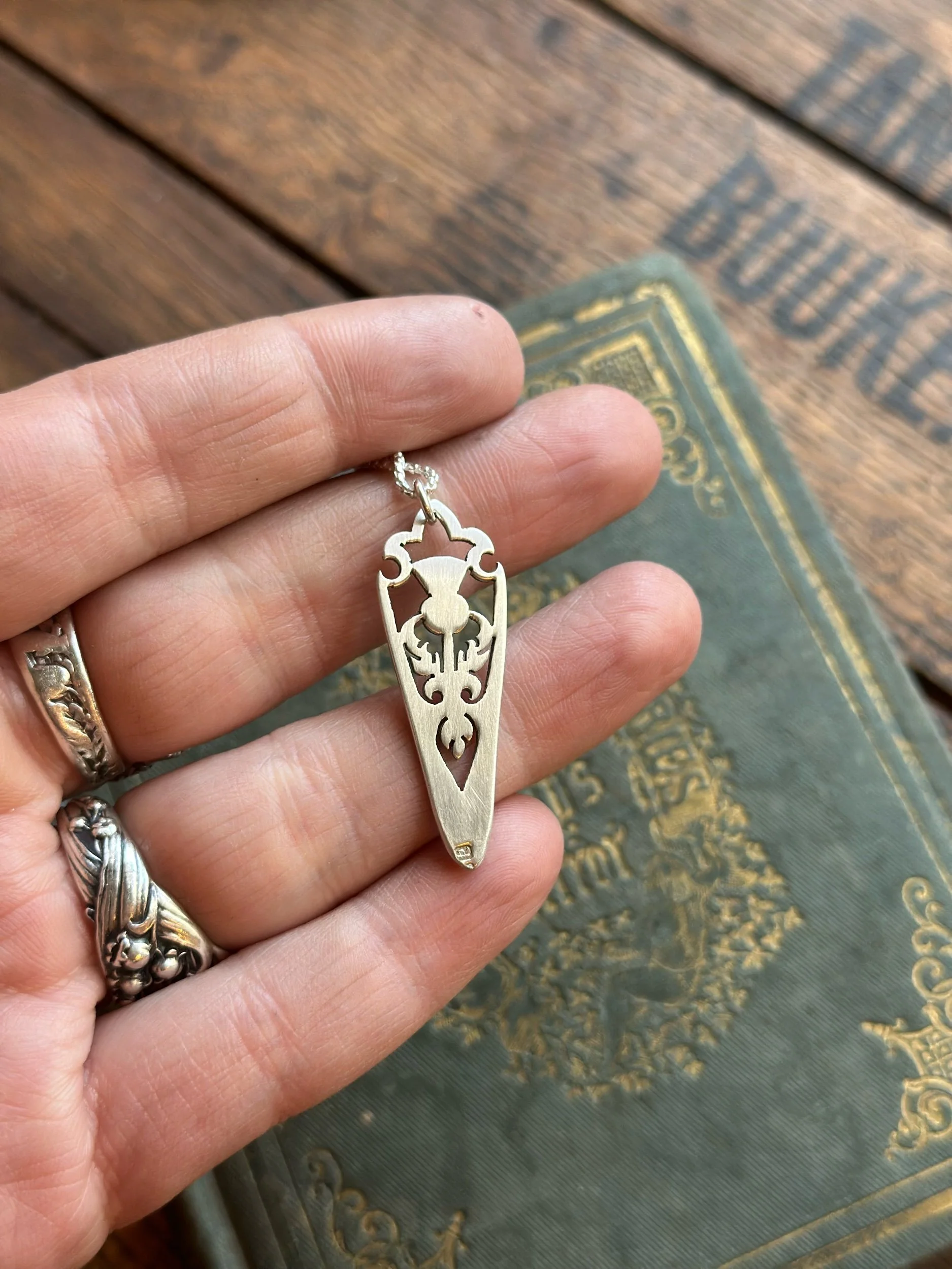 Edinburgh Thistle Sterling Spoon Necklace - LadyForge Jewelry