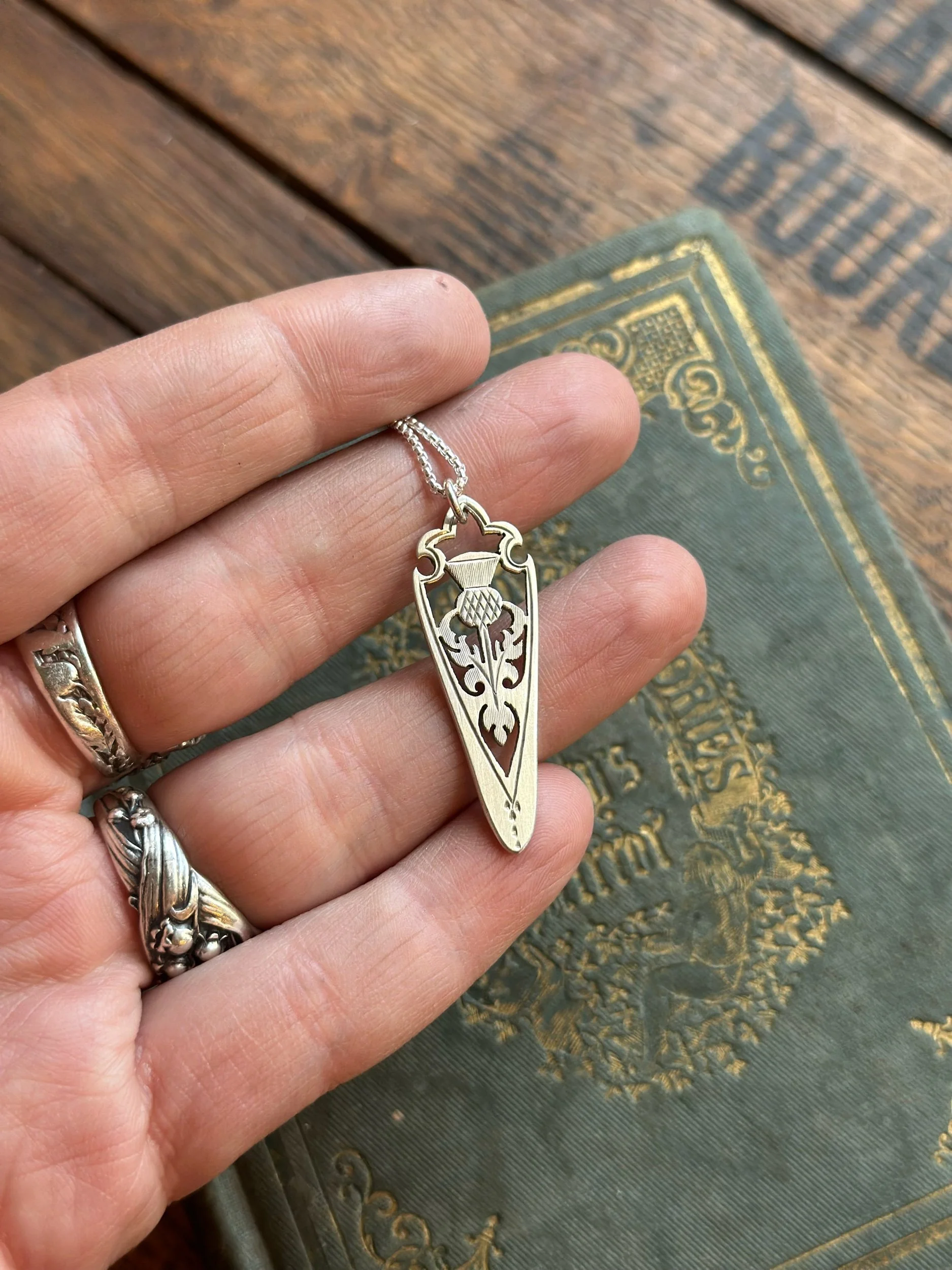 Edinburgh Thistle Sterling Spoon Necklace - LadyForge Jewelry