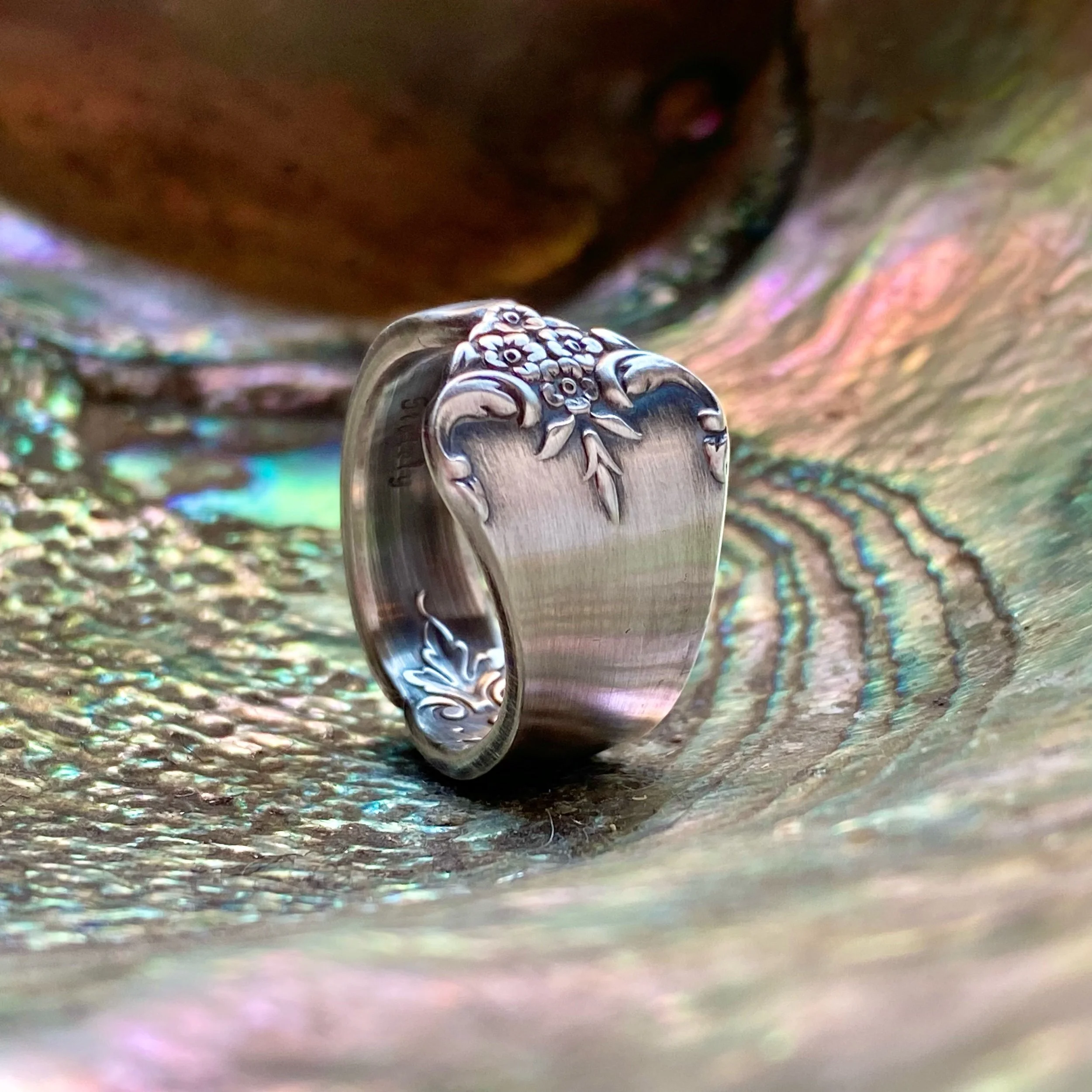 1948 Stately Sterling Spoon Ring - LadyForge Jewelry