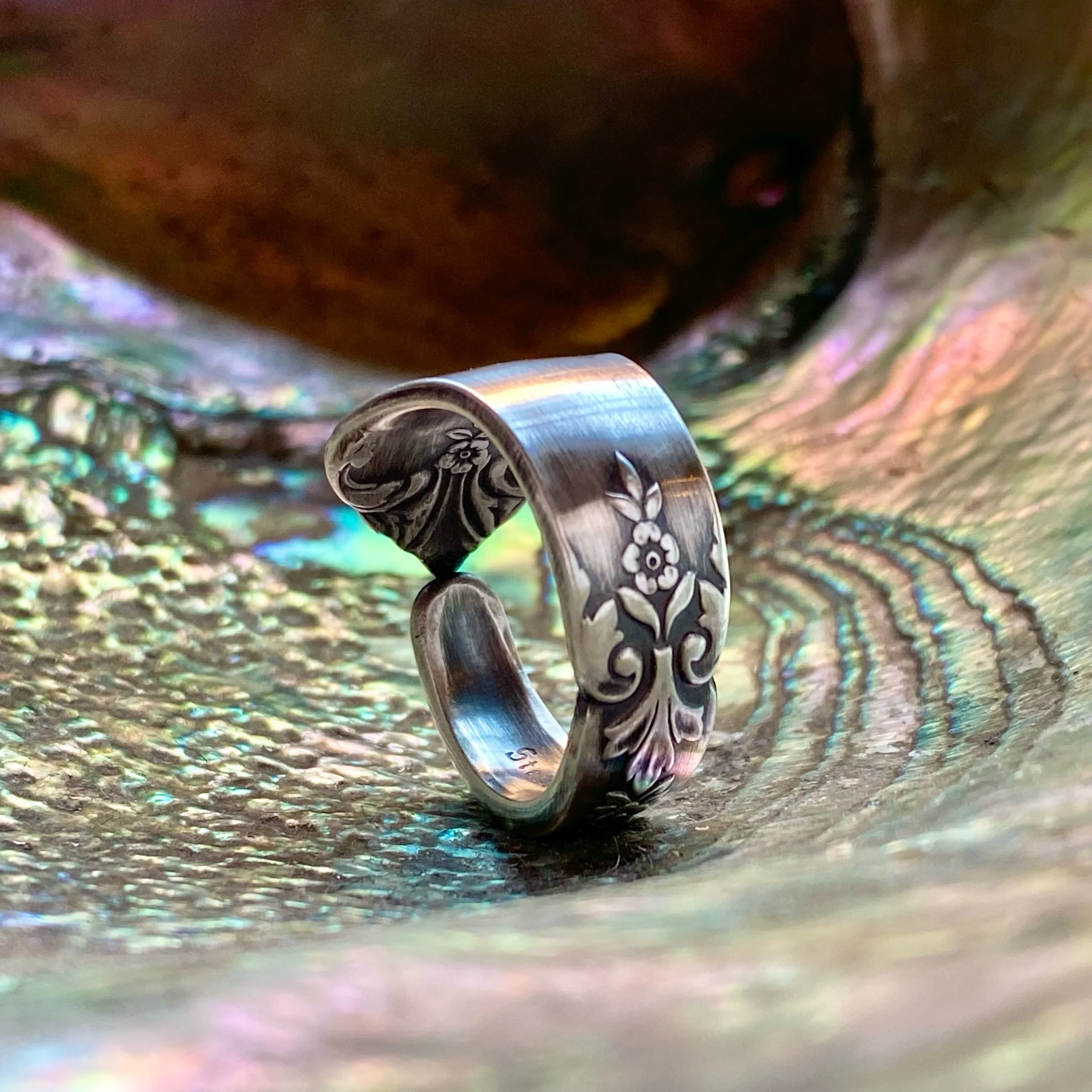 1948 Stately Sterling Spoon Ring - LadyForge Jewelry
