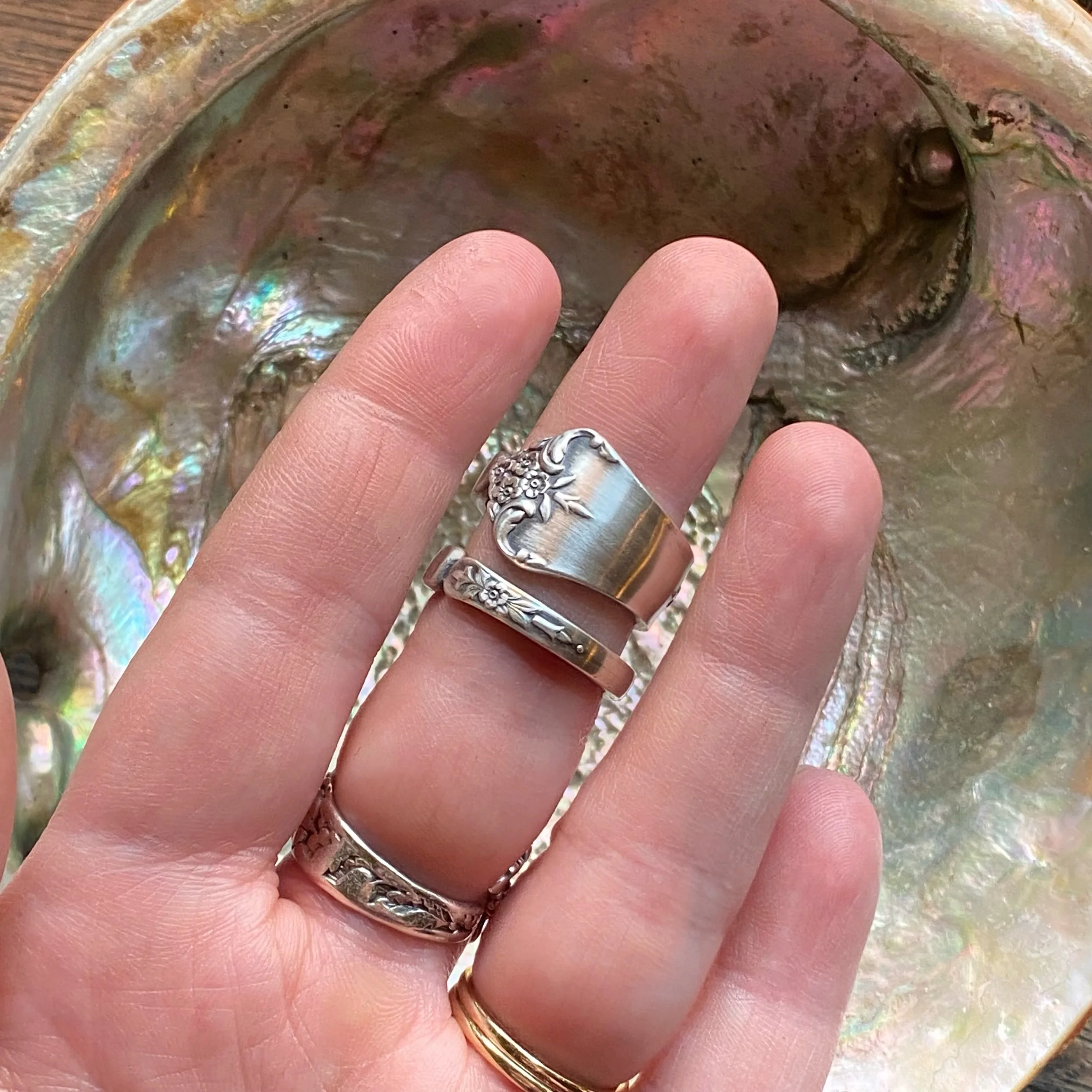 1948 Stately Sterling Spoon Ring - LadyForge Jewelry