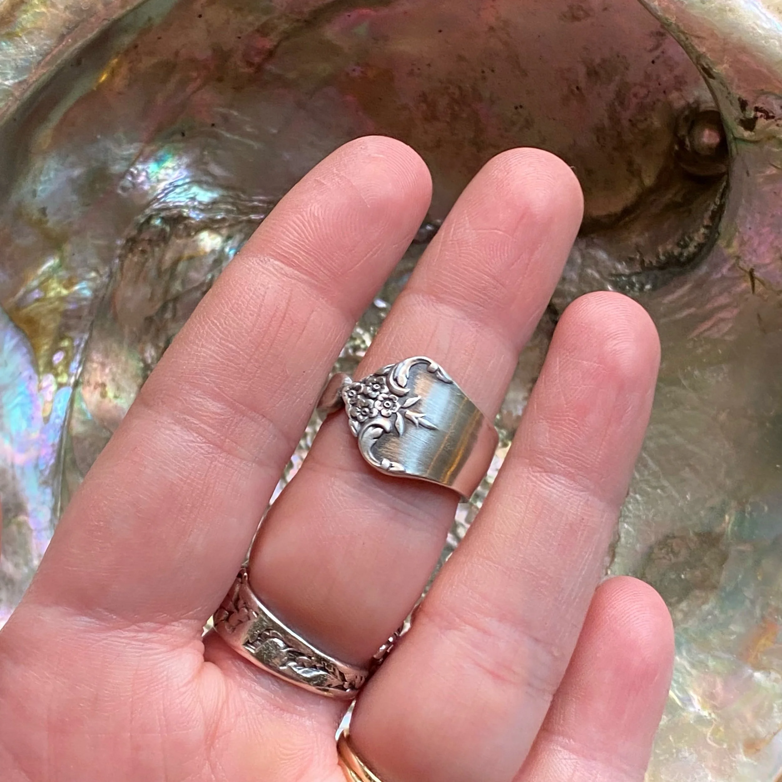 1948 Stately Sterling Spoon Ring - LadyForge Jewelry