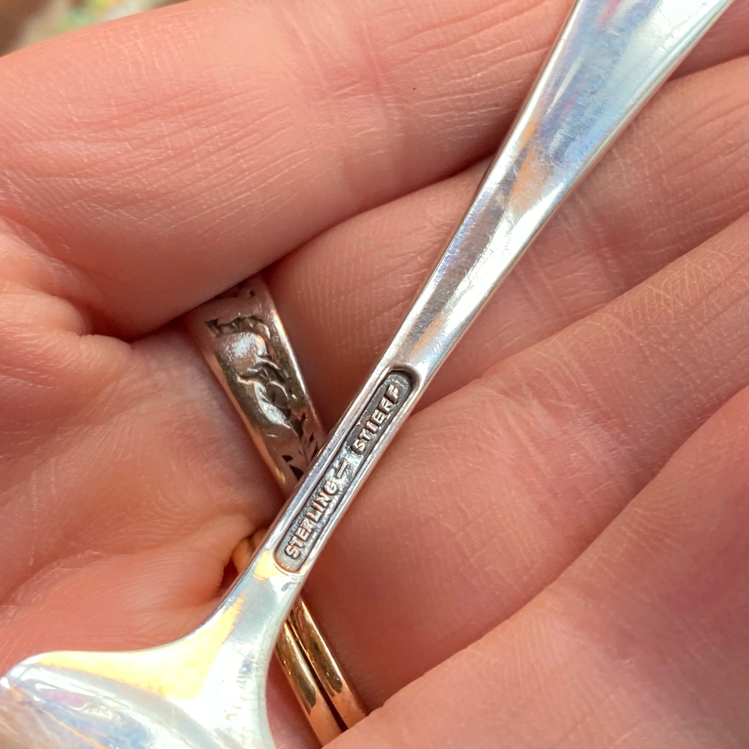 Narrow 1892 Rose Sterling Spoon Ring - LadyForge Jewelry