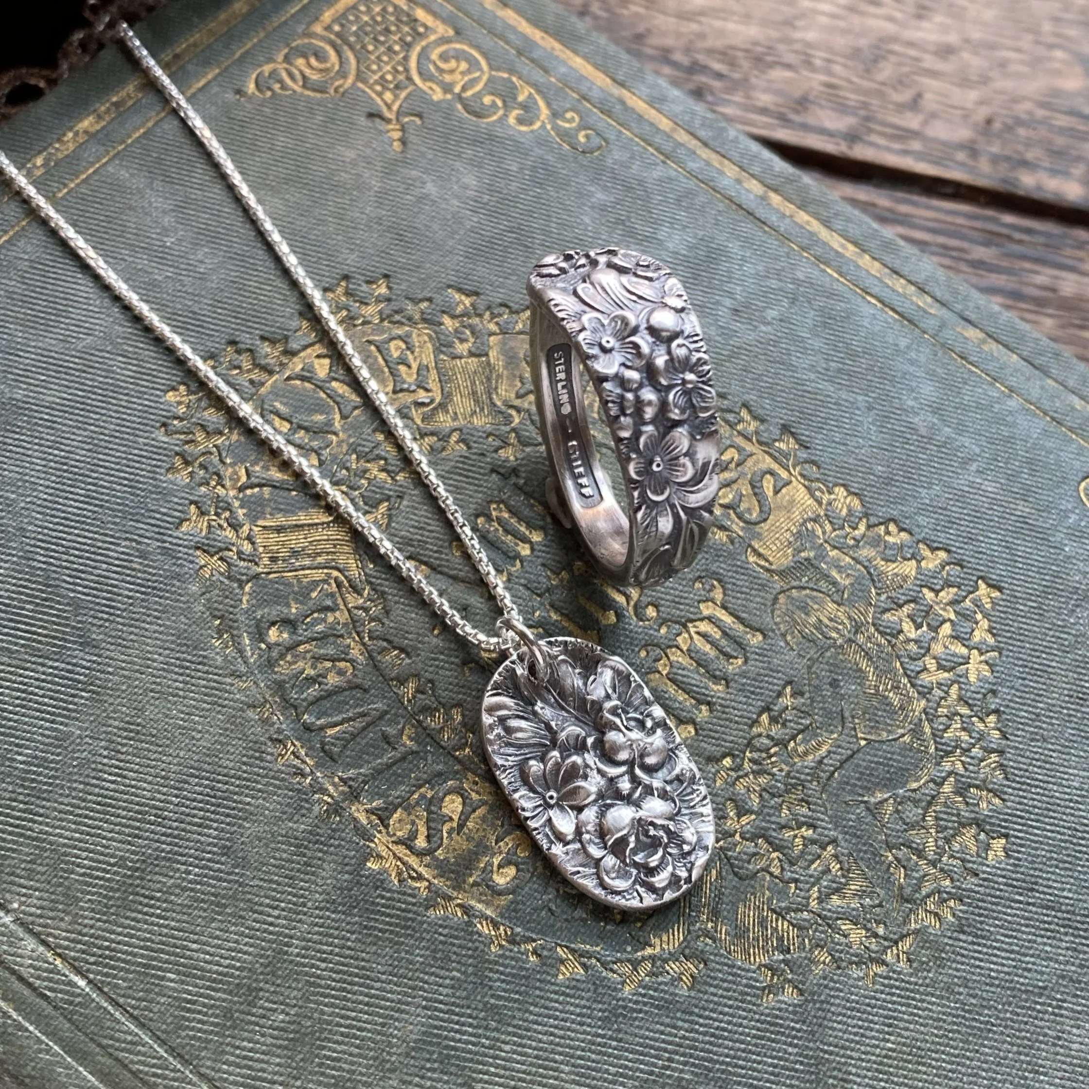 Narrow 1892 Rose Sterling Spoon Ring - LadyForge Jewelry