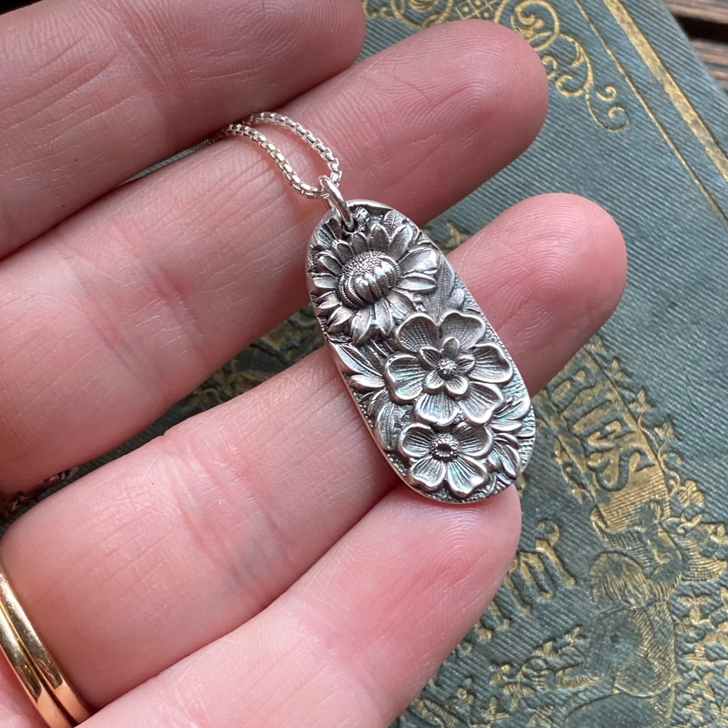 1828 Repousse Spoon Drop Necklace - LadyForge Jewelry