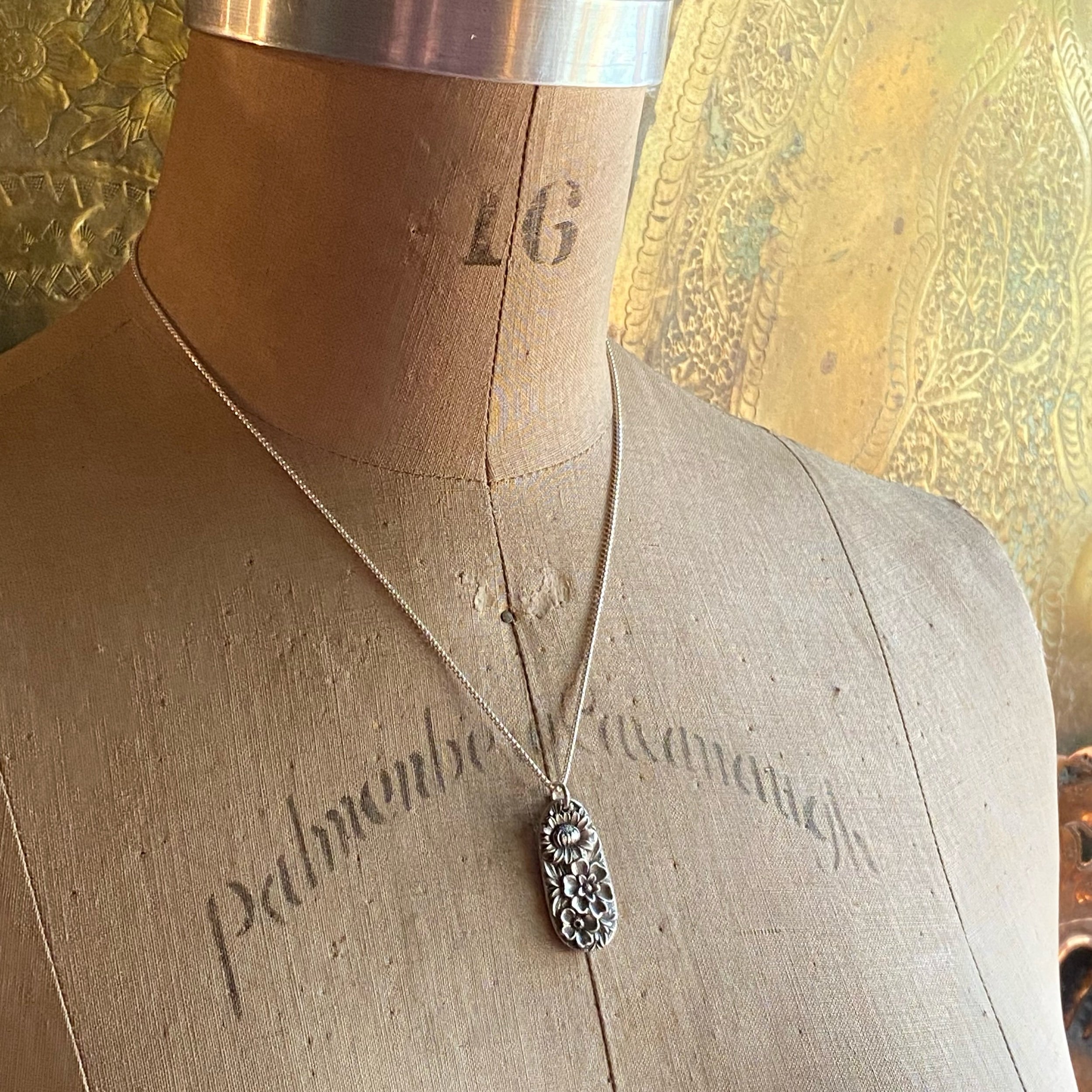 1828 Repousse Spoon Drop Necklace - LadyForge Jewelry