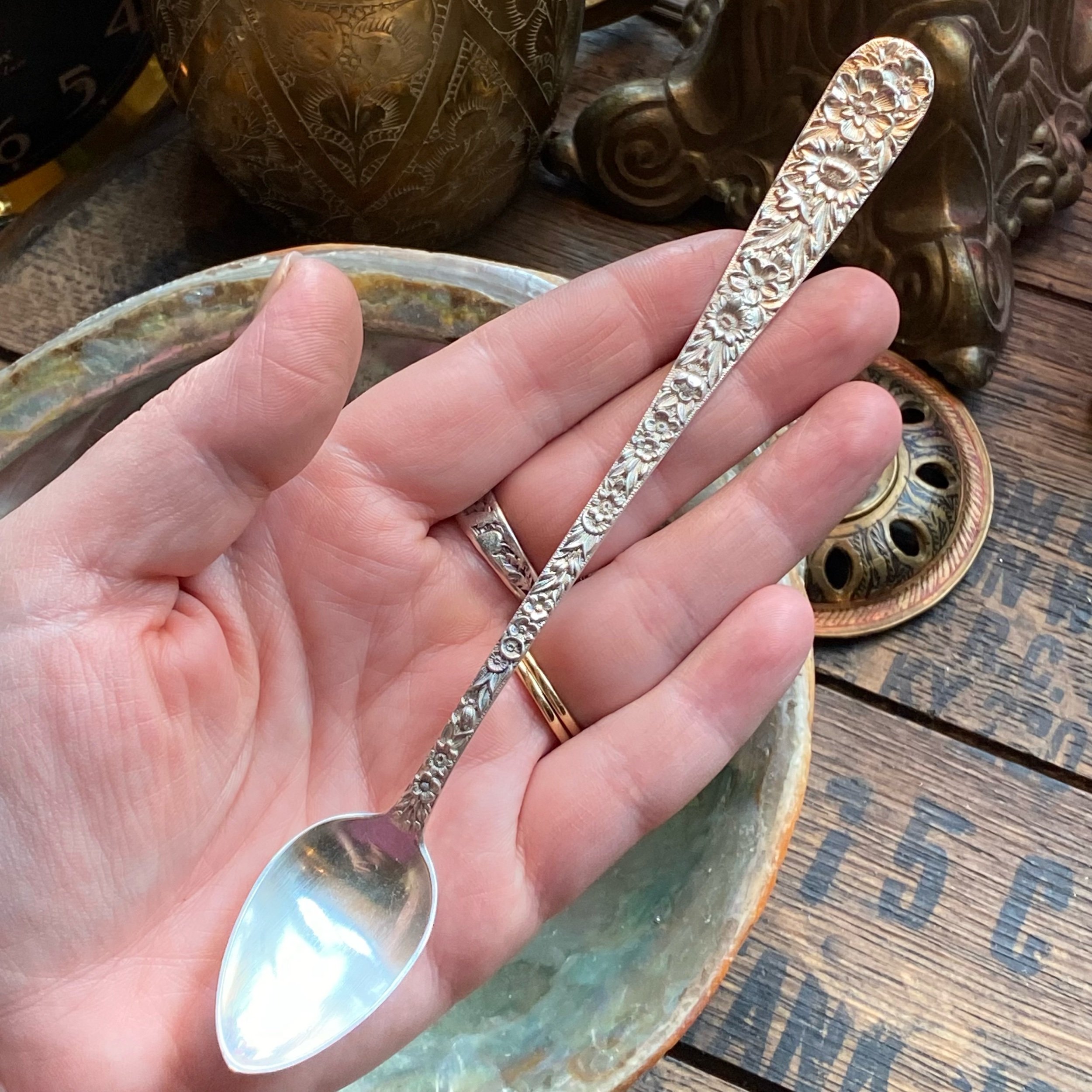 1828 Repousse Spoon Drop Necklace - LadyForge Jewelry
