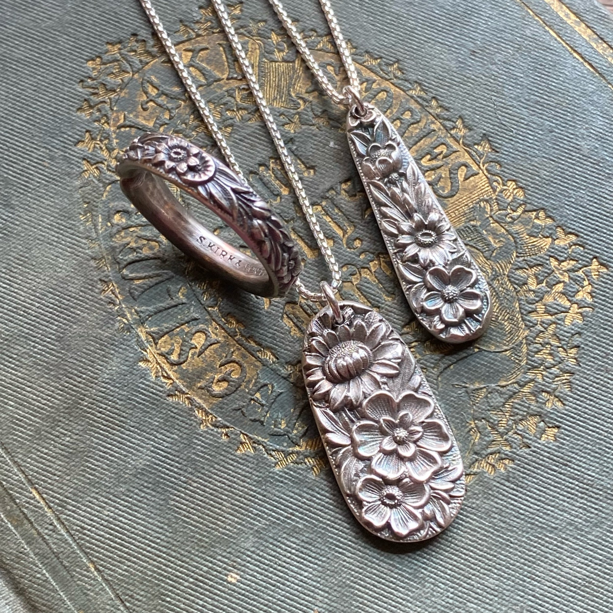 1828 Repousse Spoon Drop Necklace - LadyForge Jewelry
