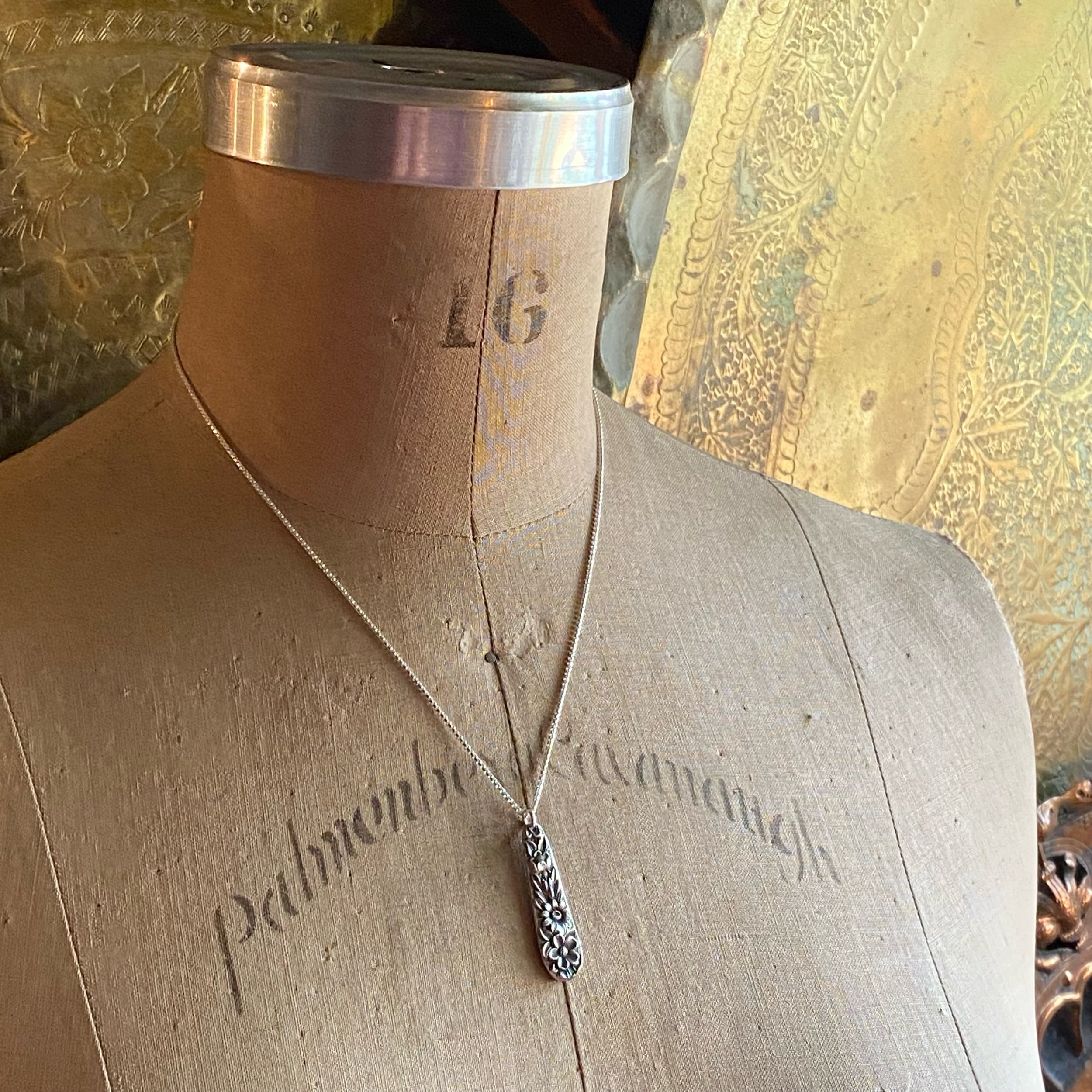 Dainty 1828 Repousse Spoon Drop Necklace - LadyForge Jewelry