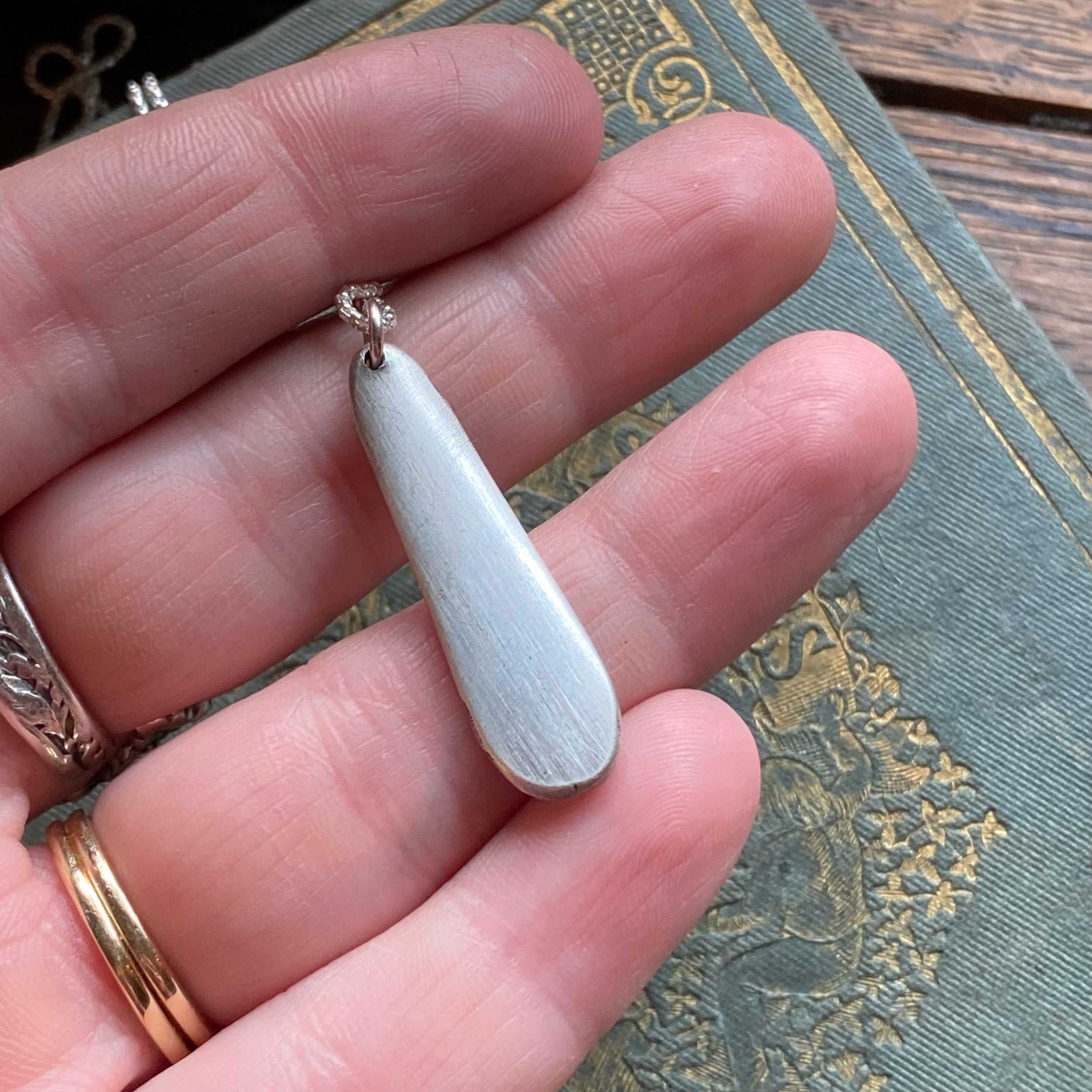 Dainty 1828 Repousse Spoon Drop Necklace - LadyForge Jewelry