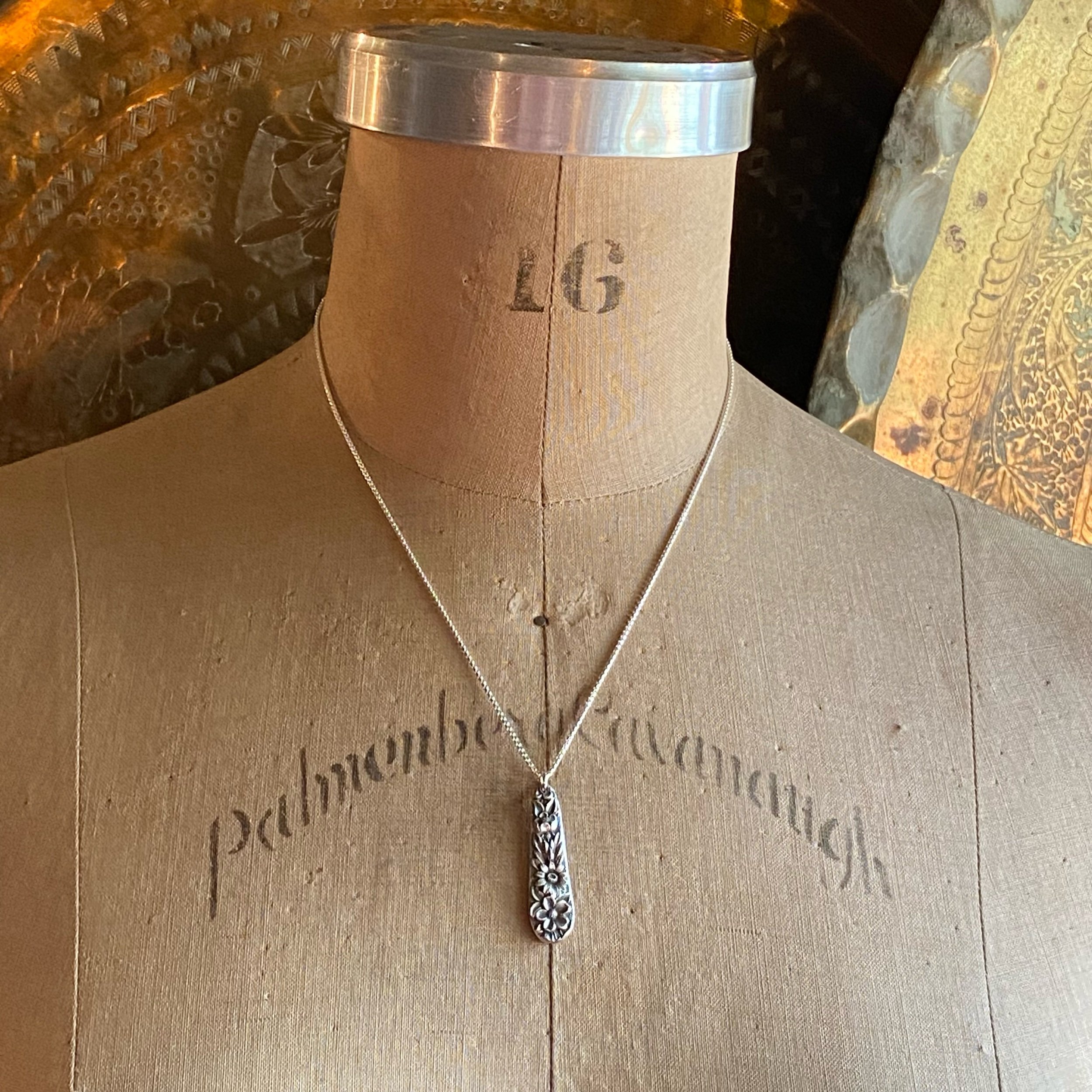Dainty 1828 Repousse Spoon Drop Necklace - LadyForge Jewelry
