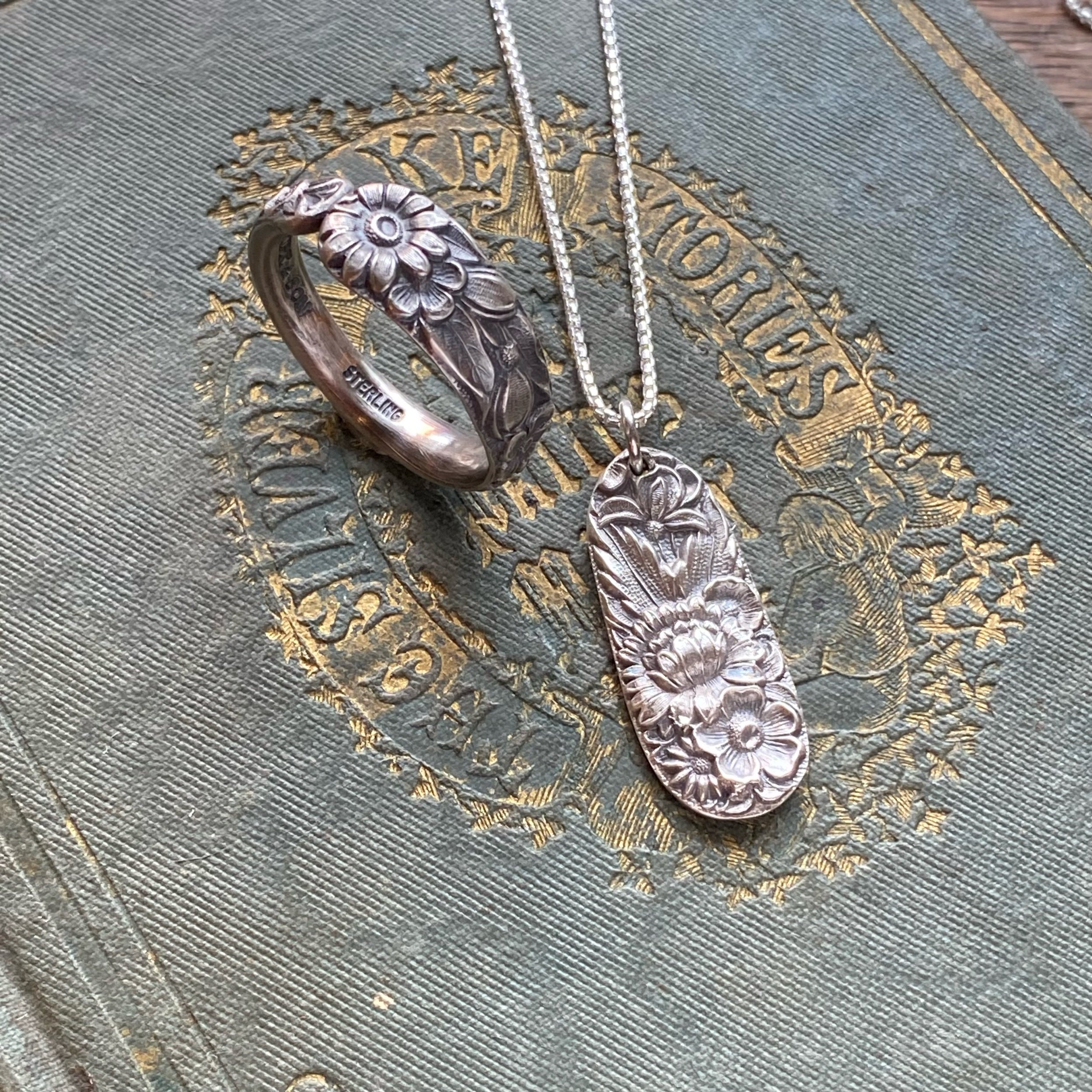 1828 Repousse Spoon Drop Necklace - LadyForge Jewelry