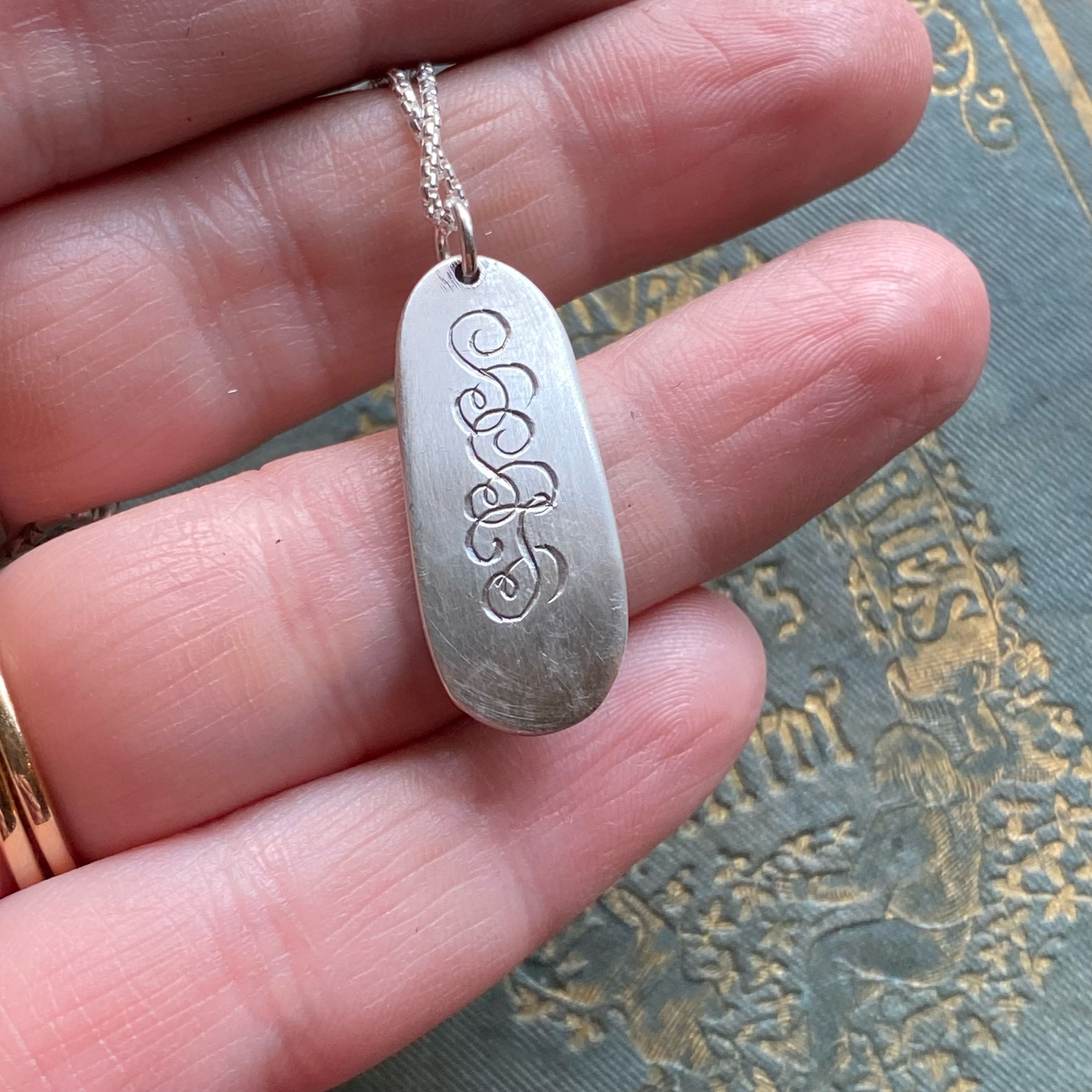 1828 Repousse Spoon Drop Necklace - LadyForge Jewelry