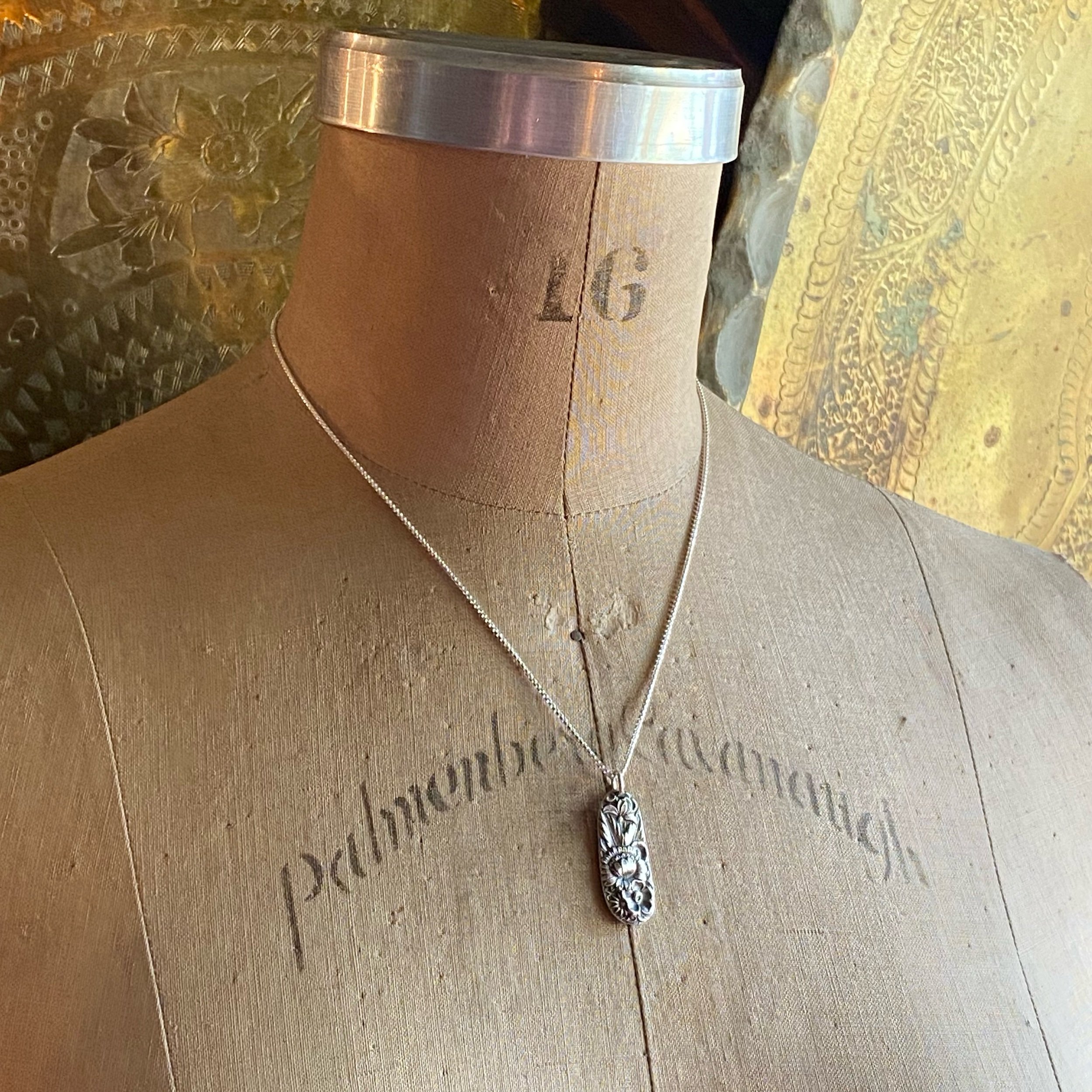 1828 Repousse Spoon Drop Necklace - LadyForge Jewelry