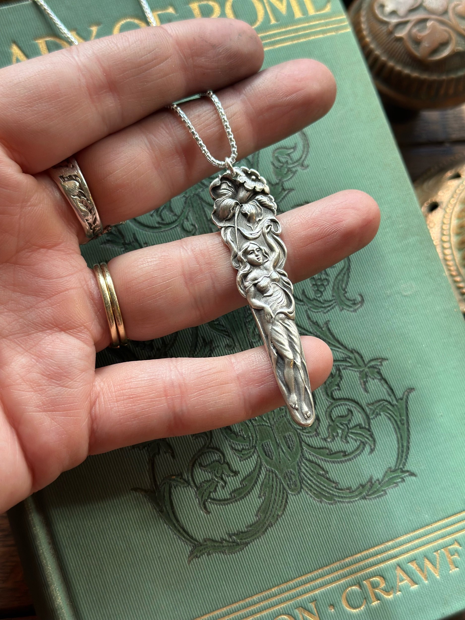 1902 Maiden Beneath the Daffodil Sterling Necklace - LadyForge Jewelry