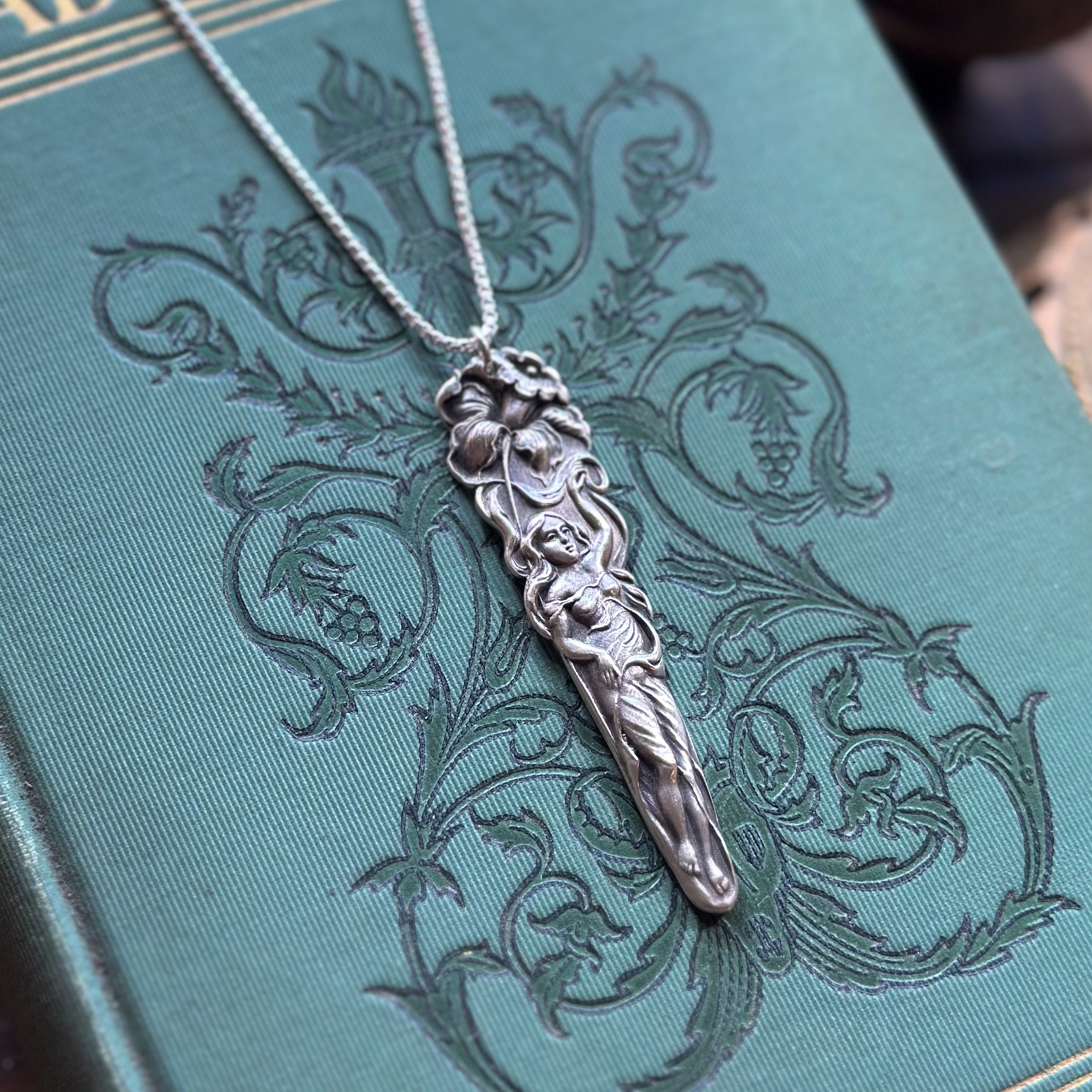 1902 Maiden Beneath the Daffodil Sterling Necklace - LadyForge Jewelry