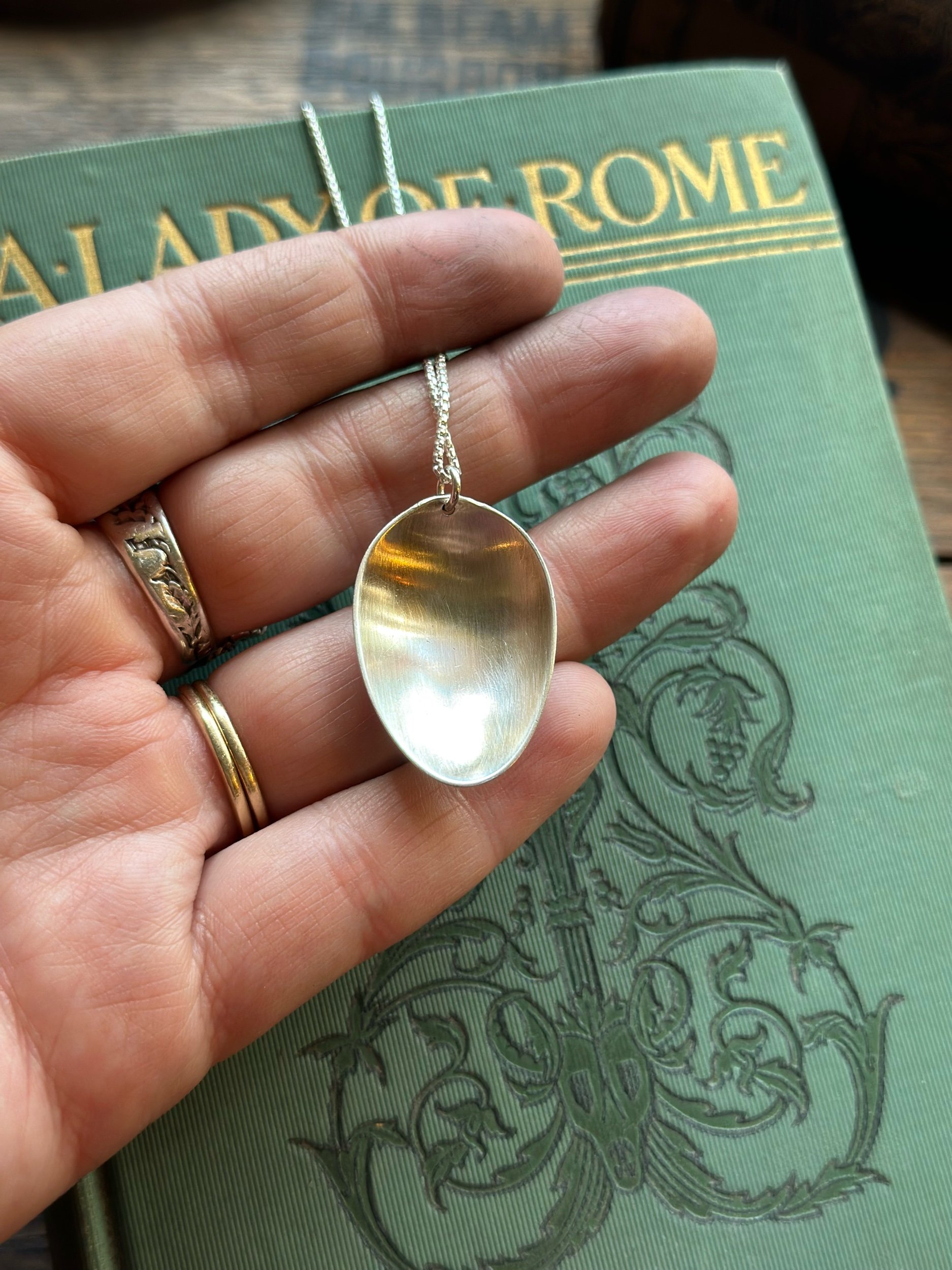 1893 Chrysanthemum Sterling Spoon Necklace - LadyForge Jewelry